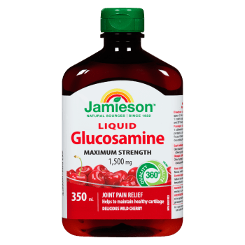 Jamieson Liquid Glucosamine Maximum Strength Delicious Wild Cherry 1,500 mg 350 ml