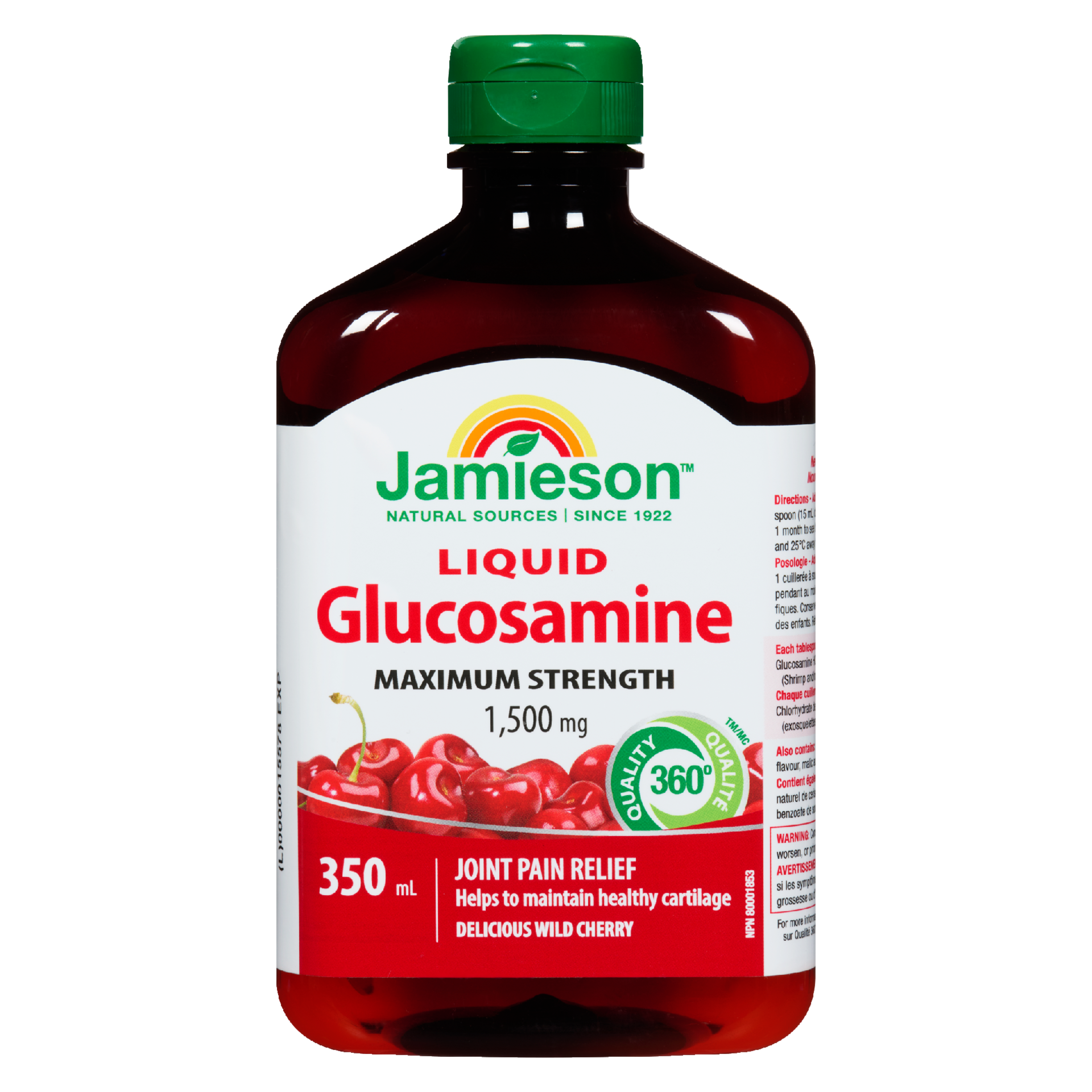 Jamieson Liquid Glucosamine Maximum Strength Delicious Wild Cherry 1,500 mg 350 ml