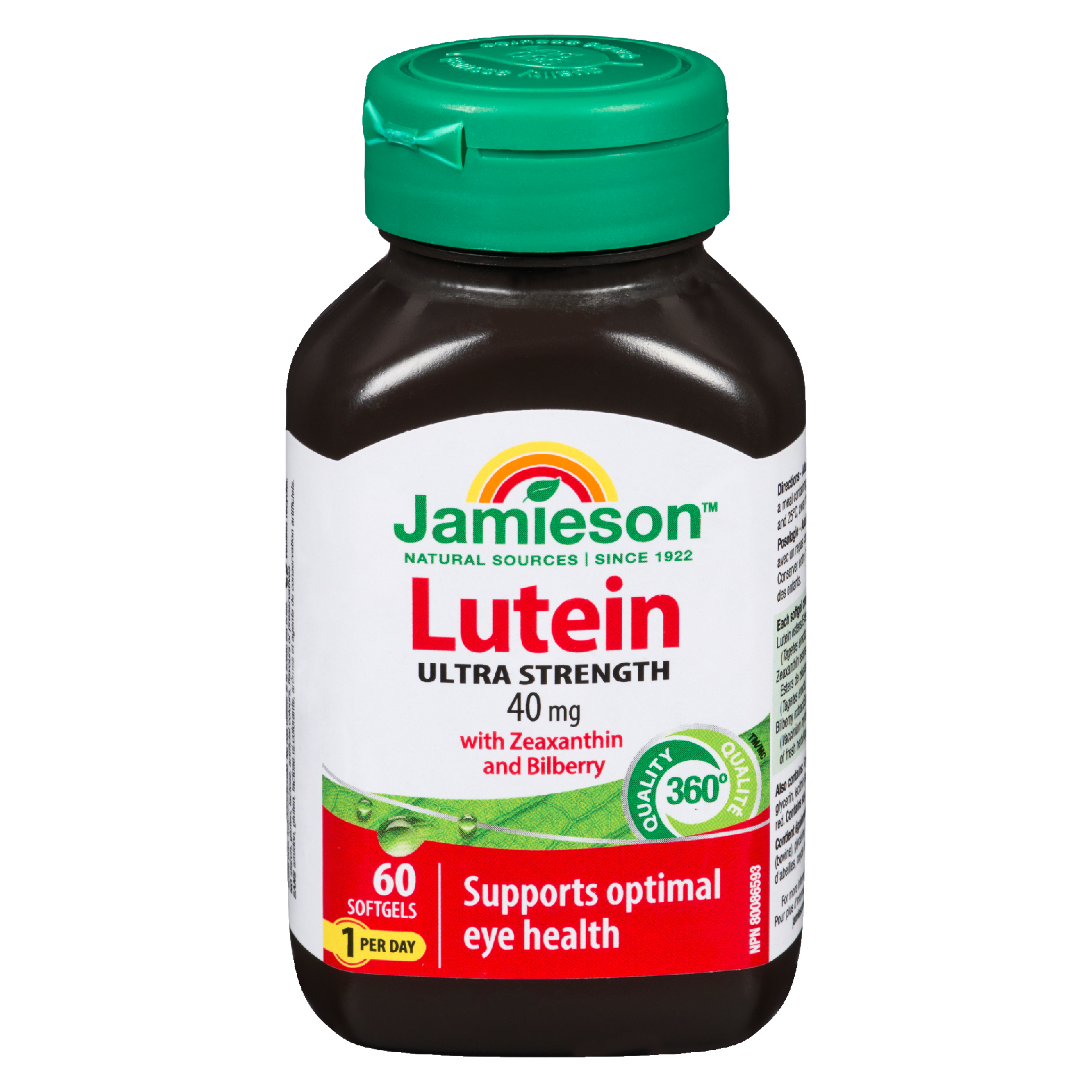 Jamieson Lutein Ultra Strength 40 mg with Zeaxanthin and Bilberry 60 Softgels