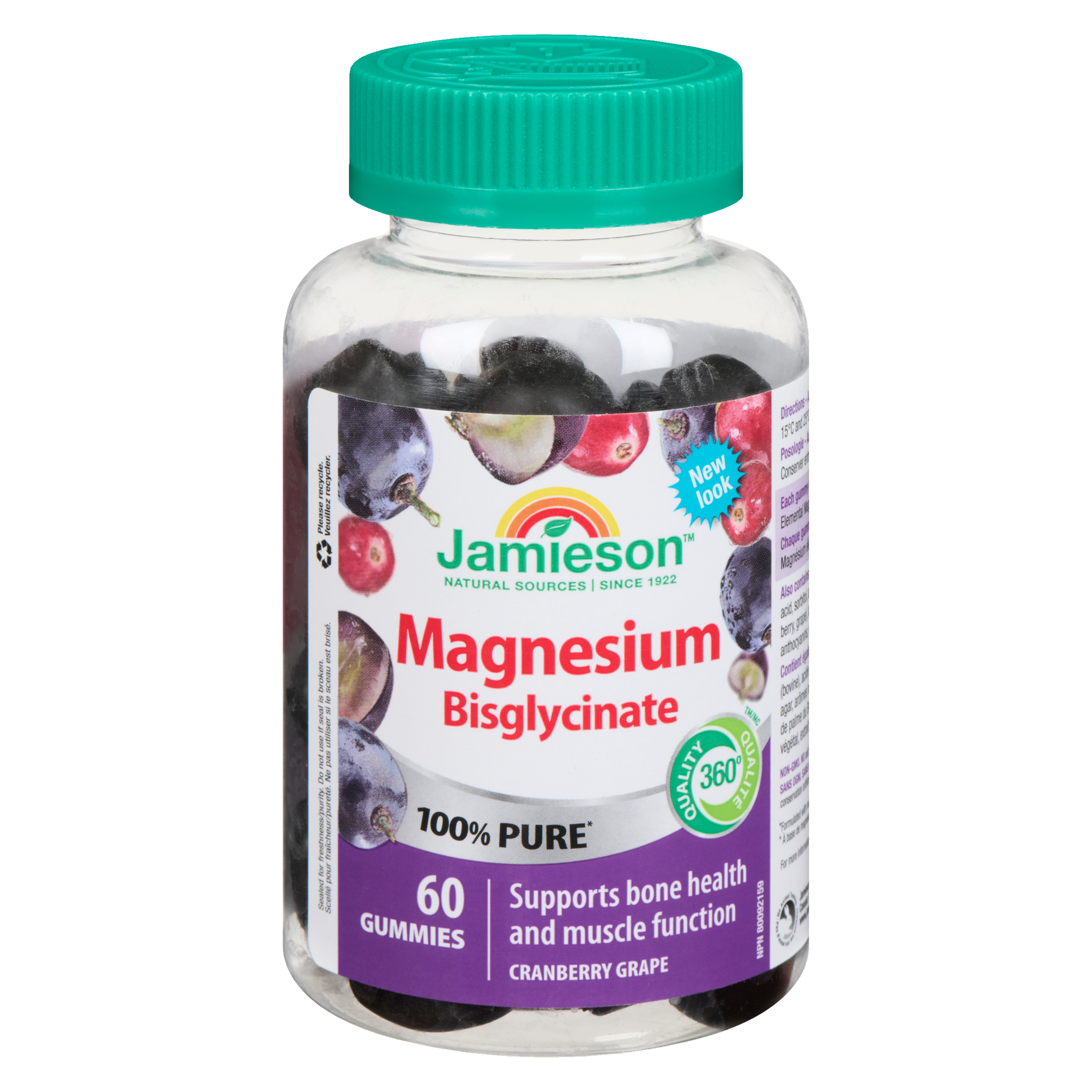 Jamieson Magnesium Bisglycinate Cranberry Grape 60 Gummies