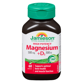 Jamieson Magnesium + D₃ High Potency 500 mg 500 IU 60 Caplets