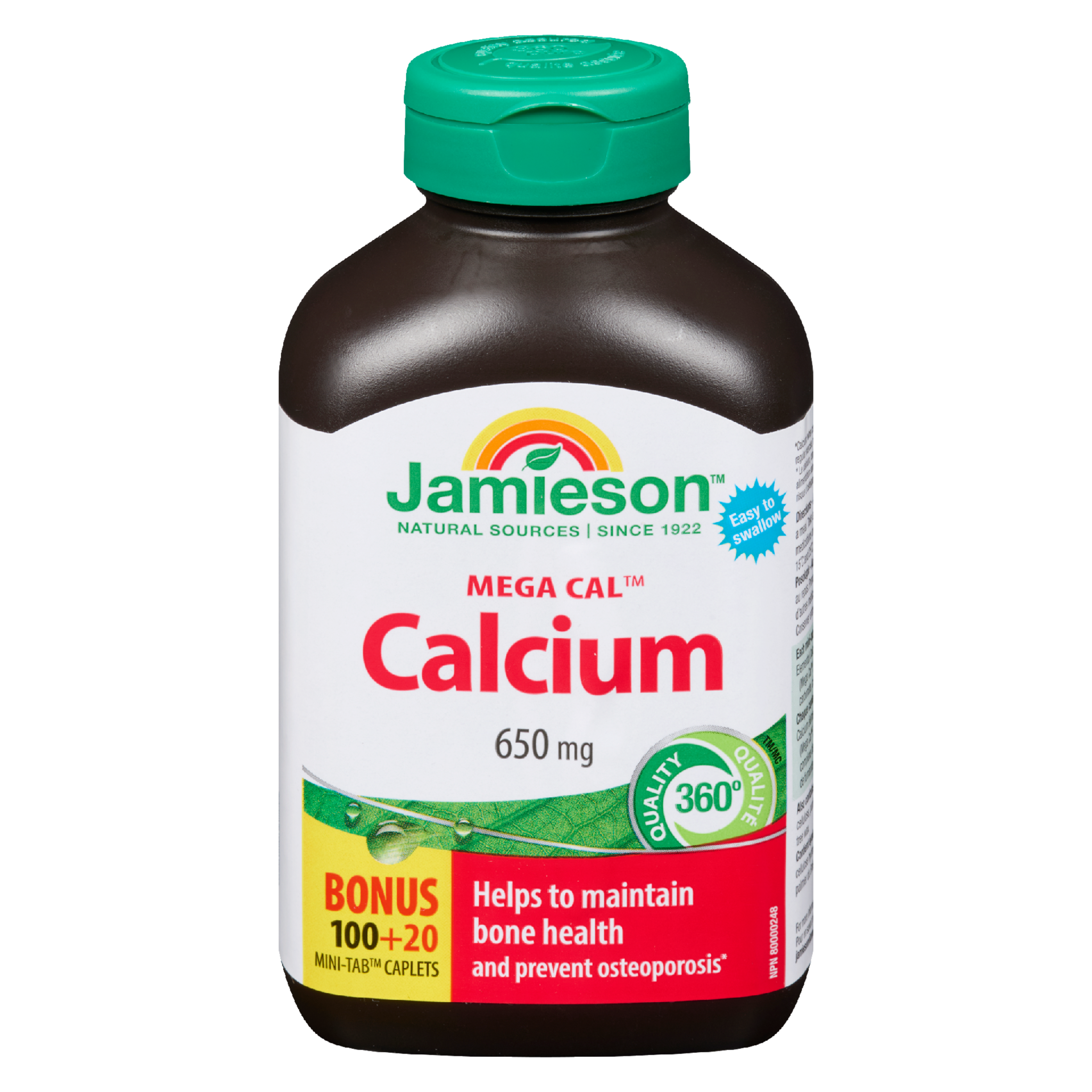 Jamieson Mega Cal Calcium 650 mg Bonus 100+20 Mini-Tab Caplets