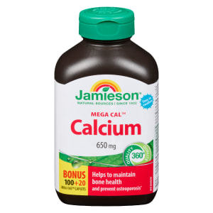 Jamieson Mega Cal Calcium 650 mg Bonus 100+20 Mini-Tab Caplets