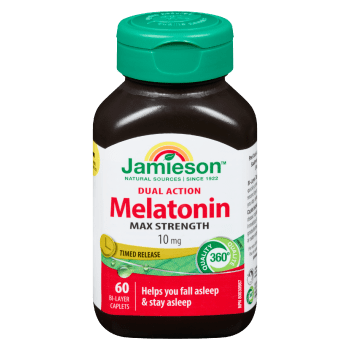 Jamieson Melatonin Dual Action Max Strength 10 mg Timed Release 60 Bi-Layer Caplets
