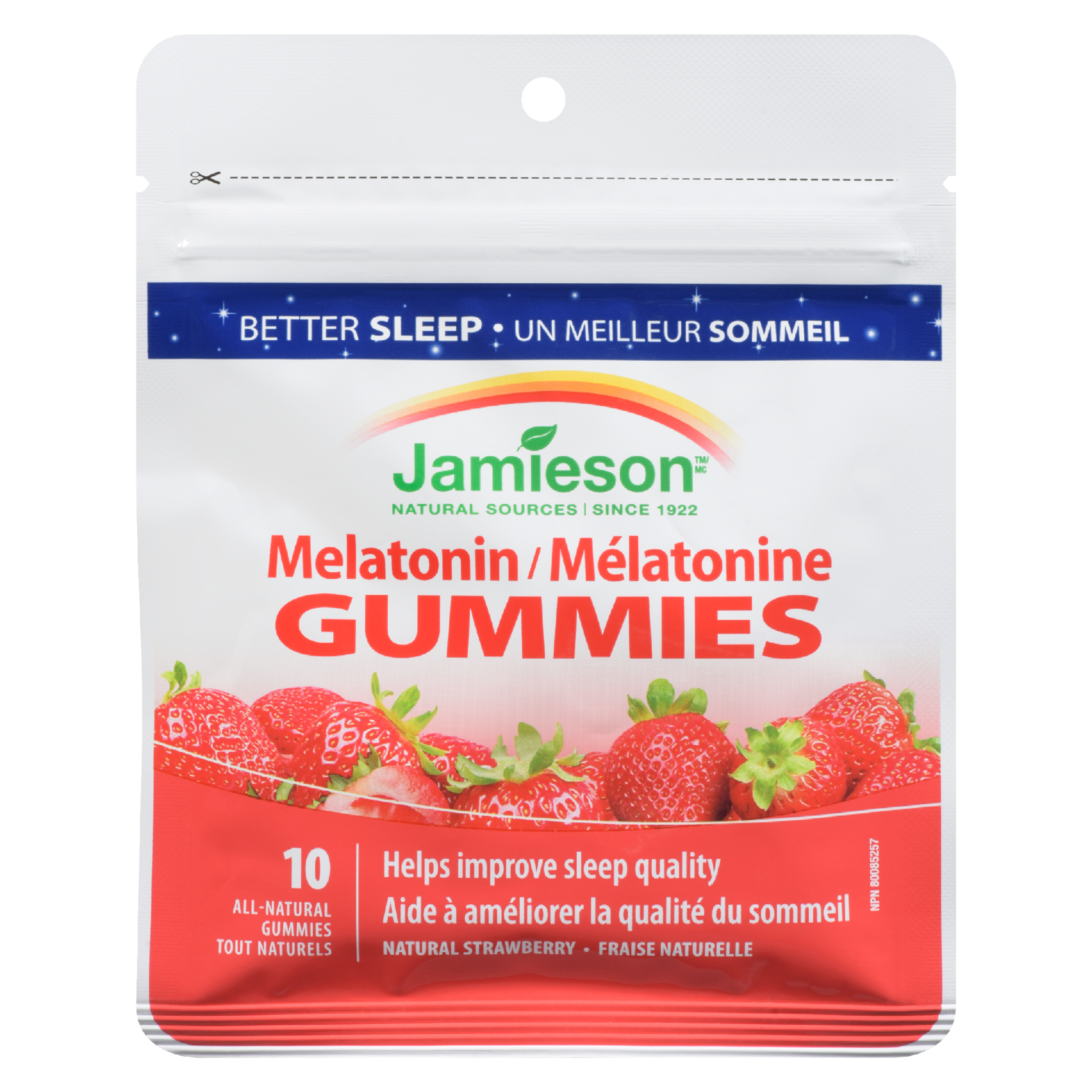 Jamieson Melatonin Gummies Natural Strawberry 10 All-Natural Gummies
