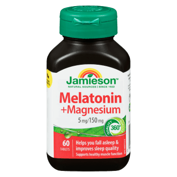 Jamieson Melatonin + Magnesium 5 mg/150 mg 60 Tablets