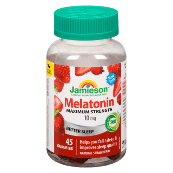 Jamieson Melatonin Maximum Strength 10 mg Natural Strawberry 45 Gummies