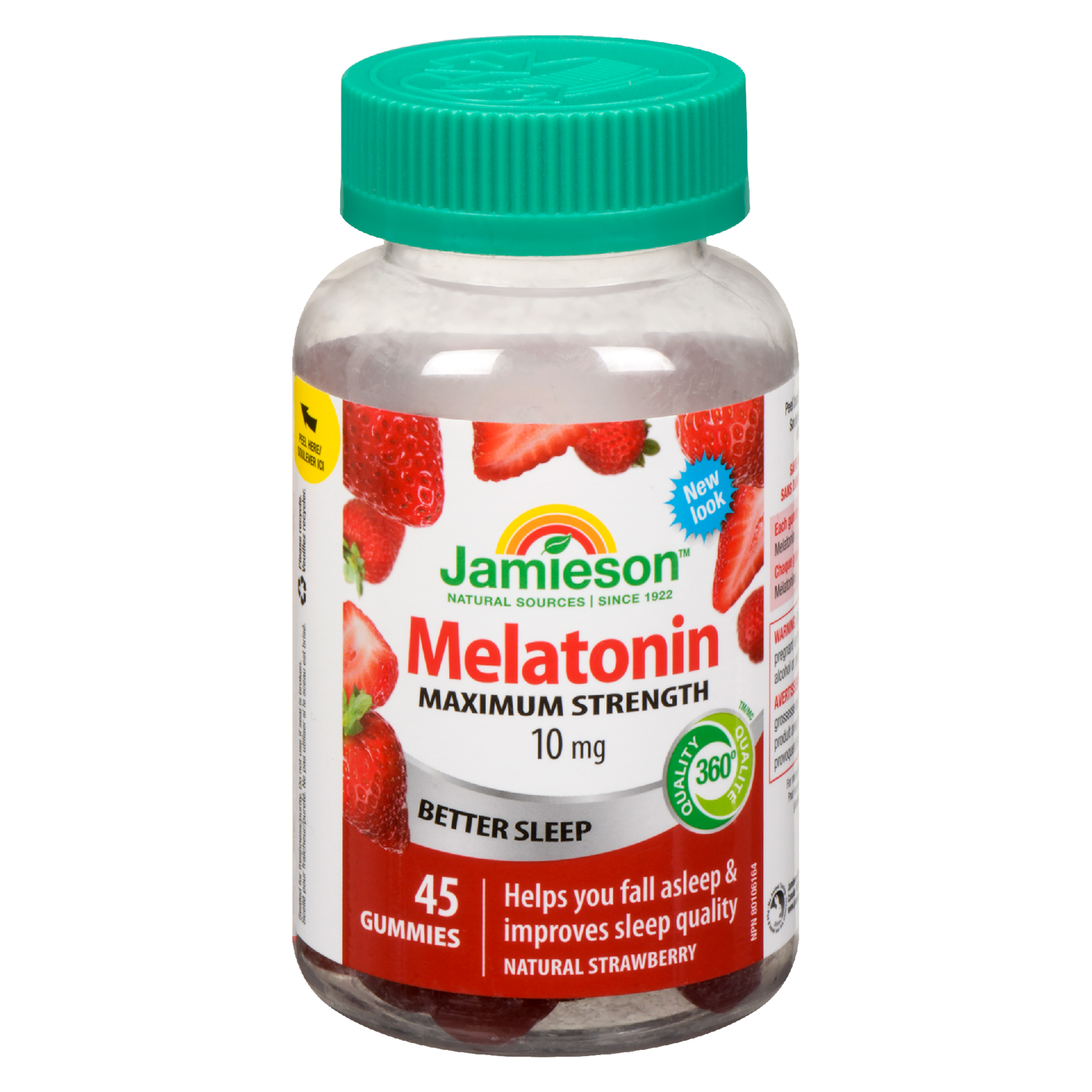 Jamieson Melatonin Maximum Strength 10 mg Natural Strawberry 45 Gummies