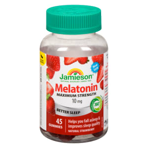 Jamieson Melatonin Maximum Strength 10 mg Natural Strawberry 45 Gummies