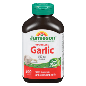 Jamieson Odourless Garlic 500 mg Fresh Herb 300 Softgels