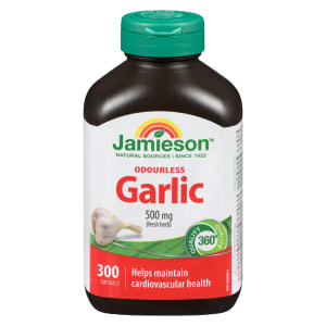 Jamieson Odourless Garlic 500 mg Fresh Herb 300 Softgels