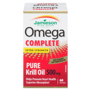 Jamieson Omega Complete Pure Krill Oil Extra Strength 500 mg 60 Softgels