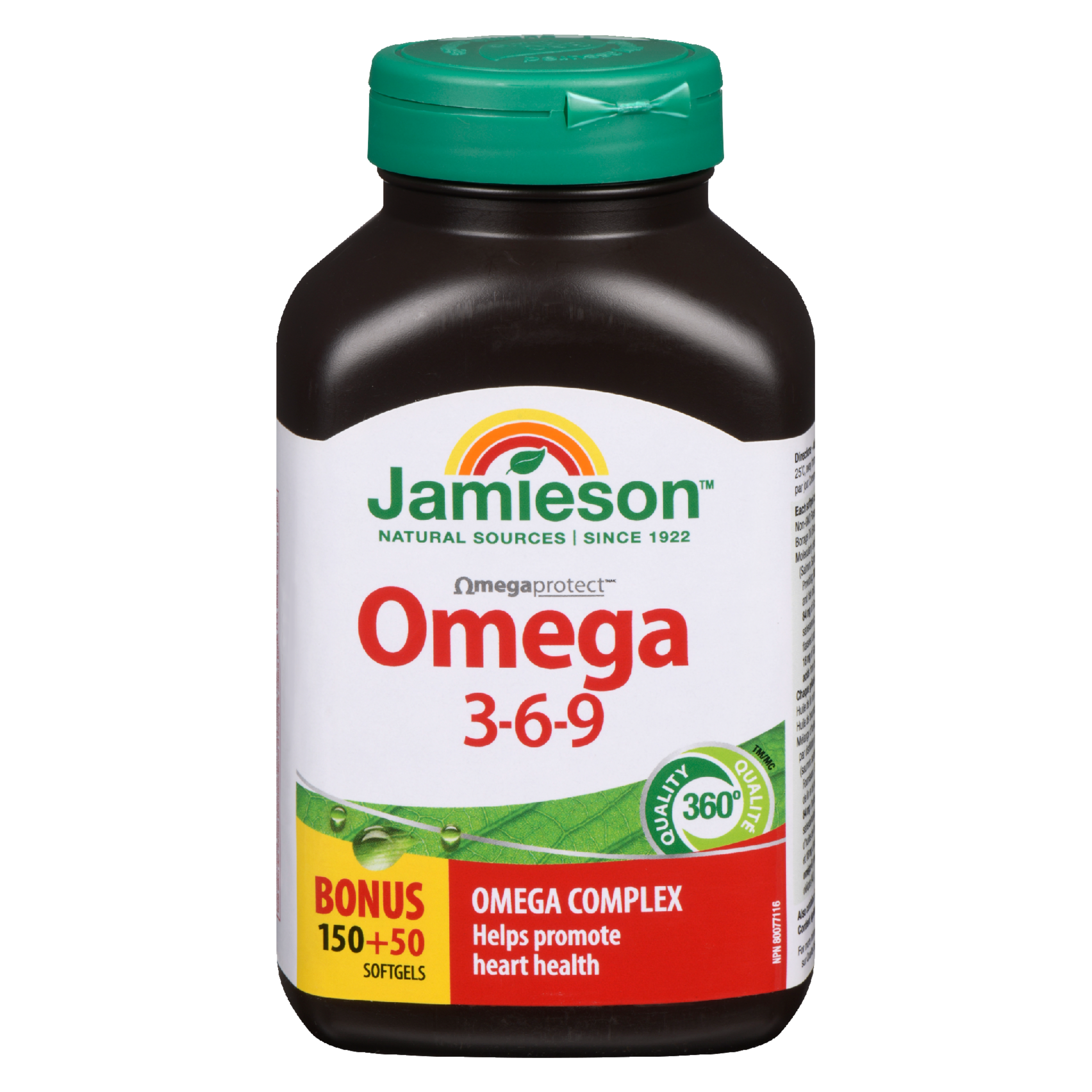Jamieson OmegaProtect Omega 3-6-9 Bonus 150+50 Softgels