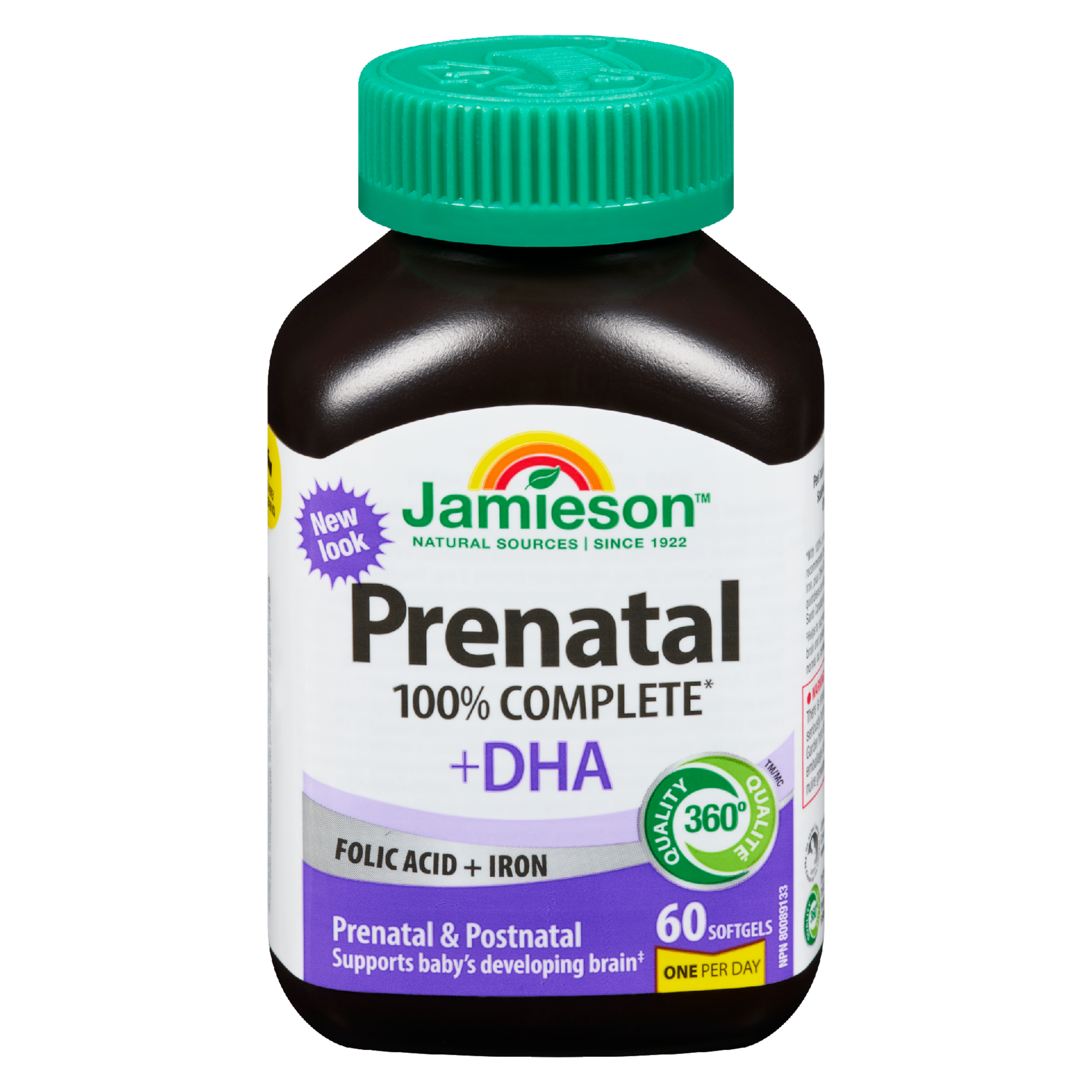 Jamieson Prenatal 100% Complete +DHA Folic Acid + Iron 60 Softgels