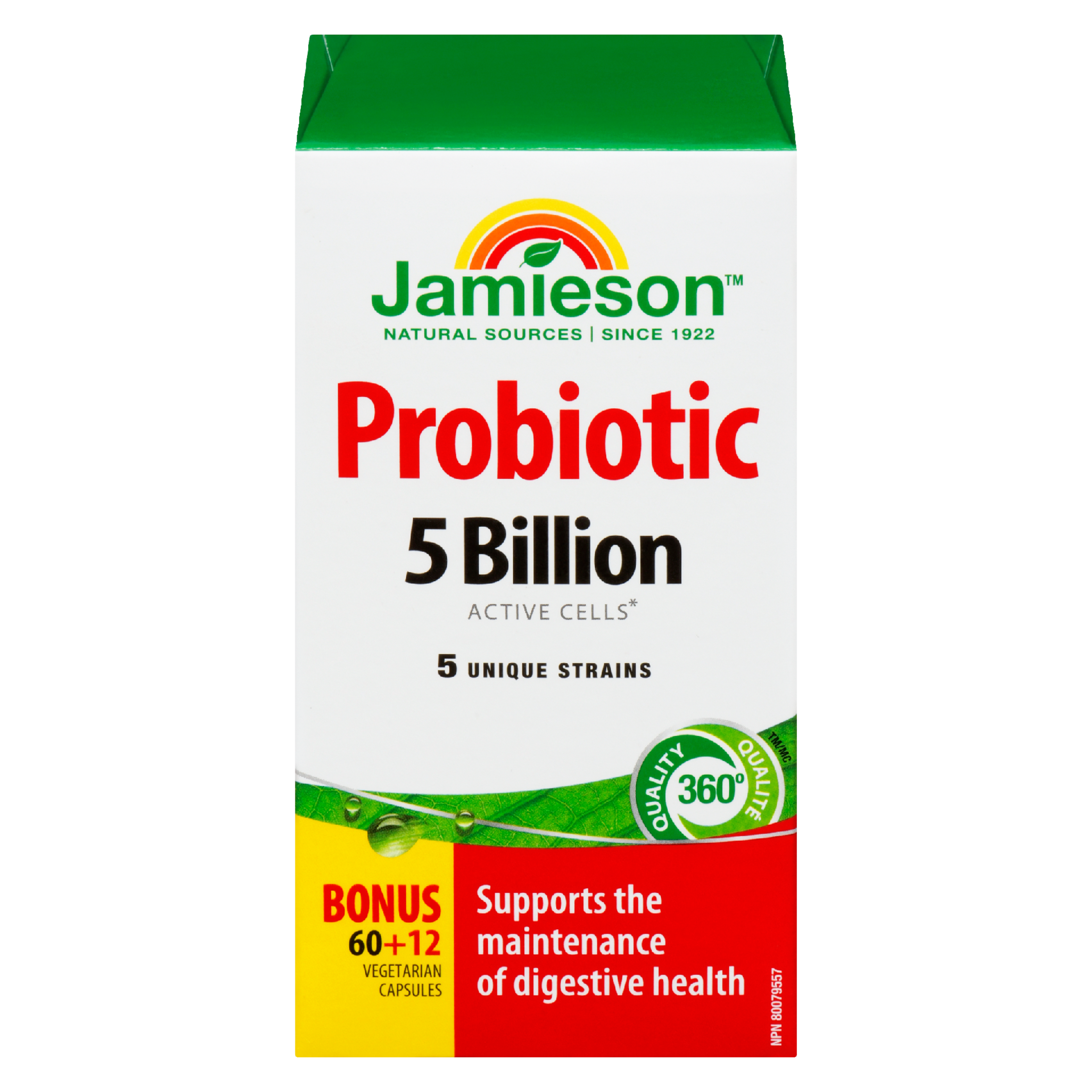 Jamieson Probiotic 5 Billion Bonus 60+12 Vegetarian Capsules