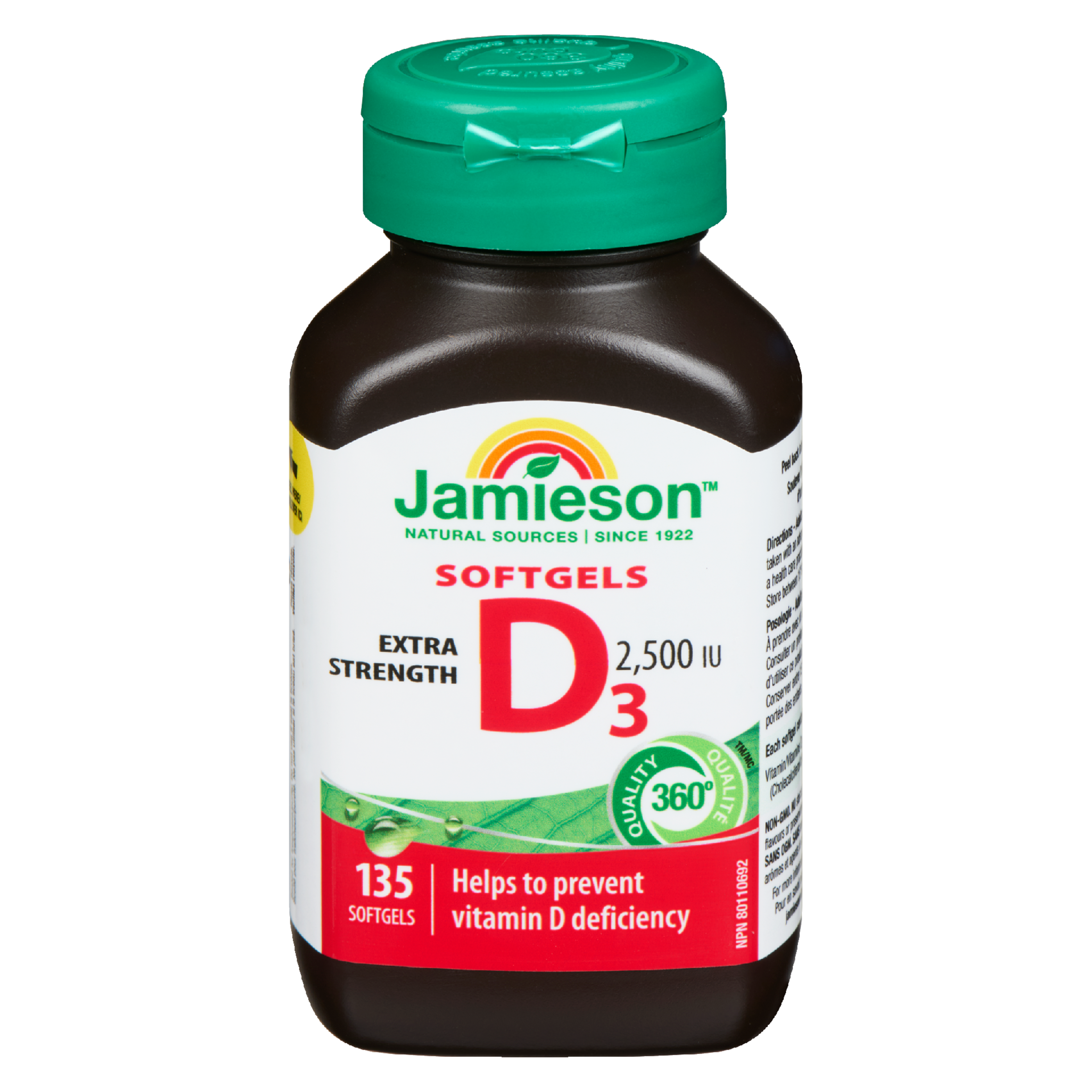 Jamieson Softgels D₃ Extra Strength 2,500 IU 135 Softgels