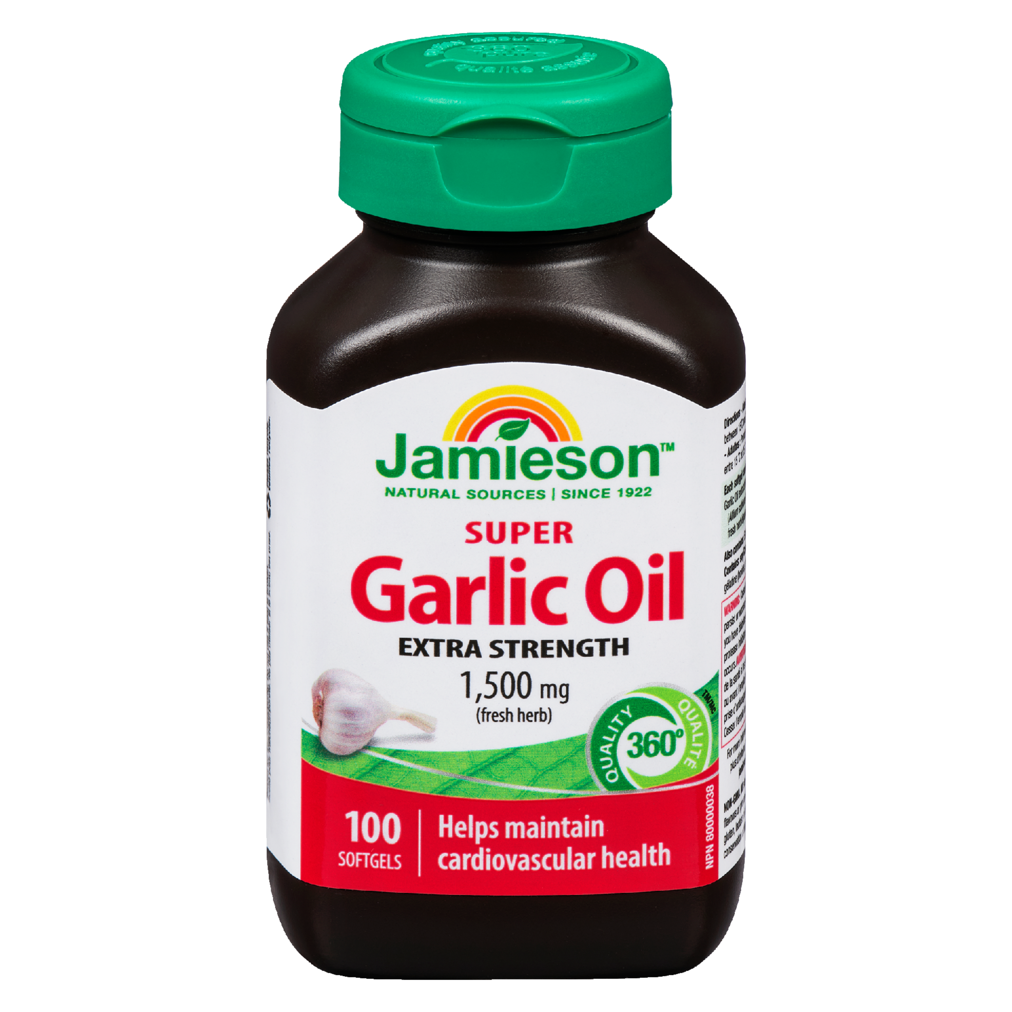 Jamieson Super Garlic Oil Extra Strength 1,500 mg Fresh Herb 100 Softgels