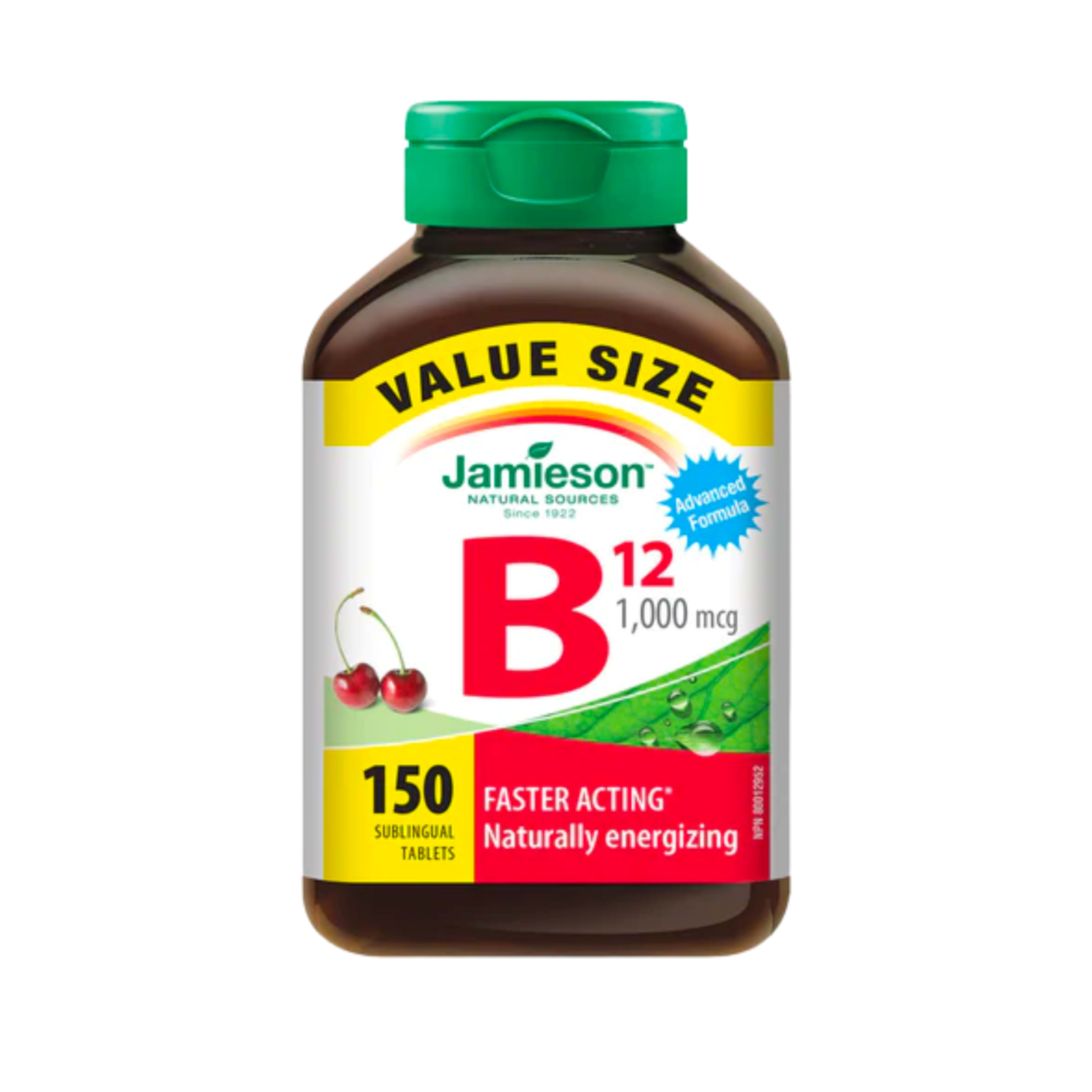Jamieson B₁₂ Value Size 1,000 mcg Natural Wild Cherry 150 Sublingual Tablets