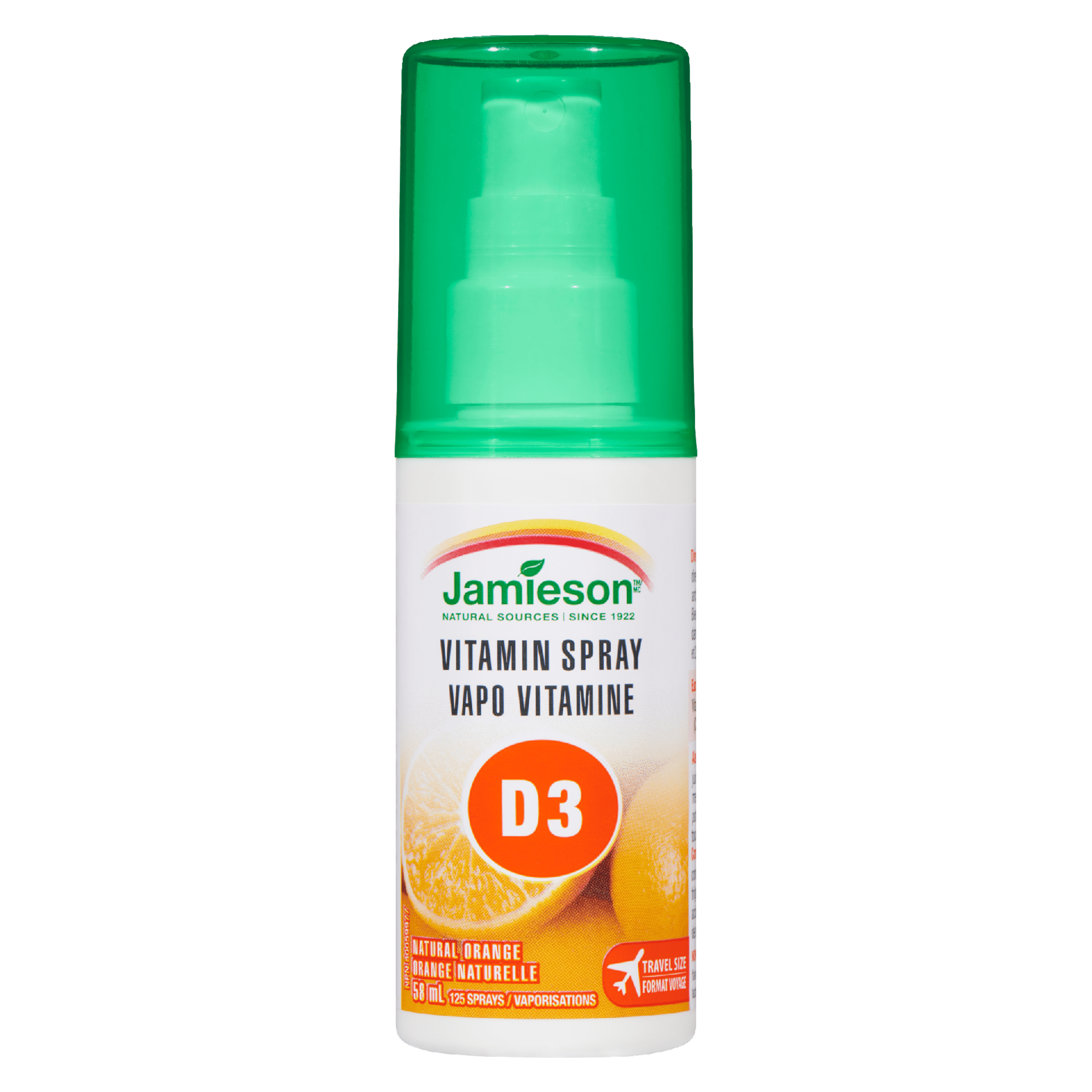 Jamieson Vitamin Spray D3 Natural Orange Travel Size 125 Sprays 58 ml