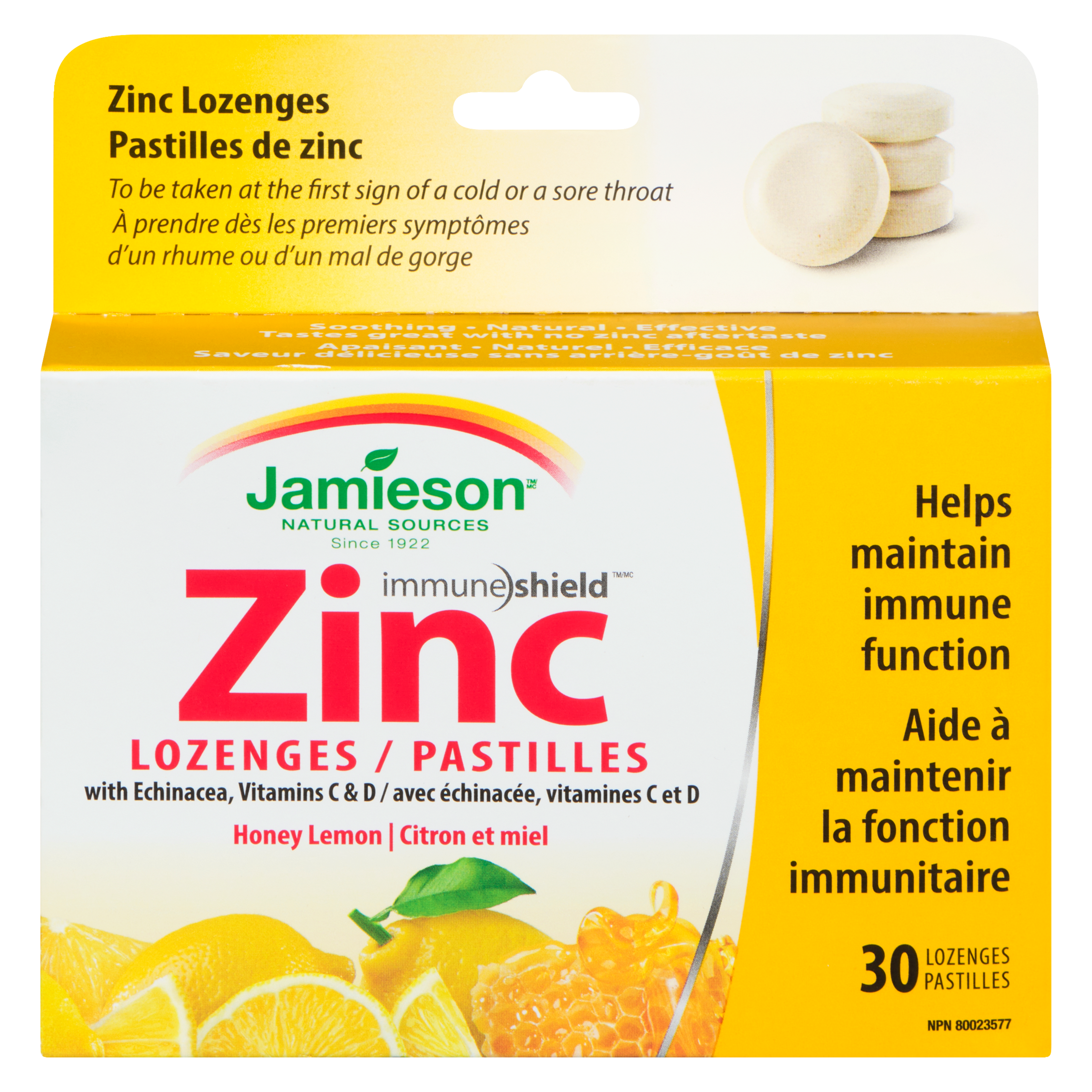 Jamieson Zinc Lozenges Honey Lemon 30 Lozenges