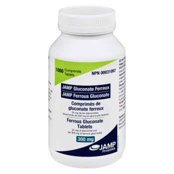 JAMP Pharma JAMP Ferrous Gluconate 300 mg 1000 Tablets