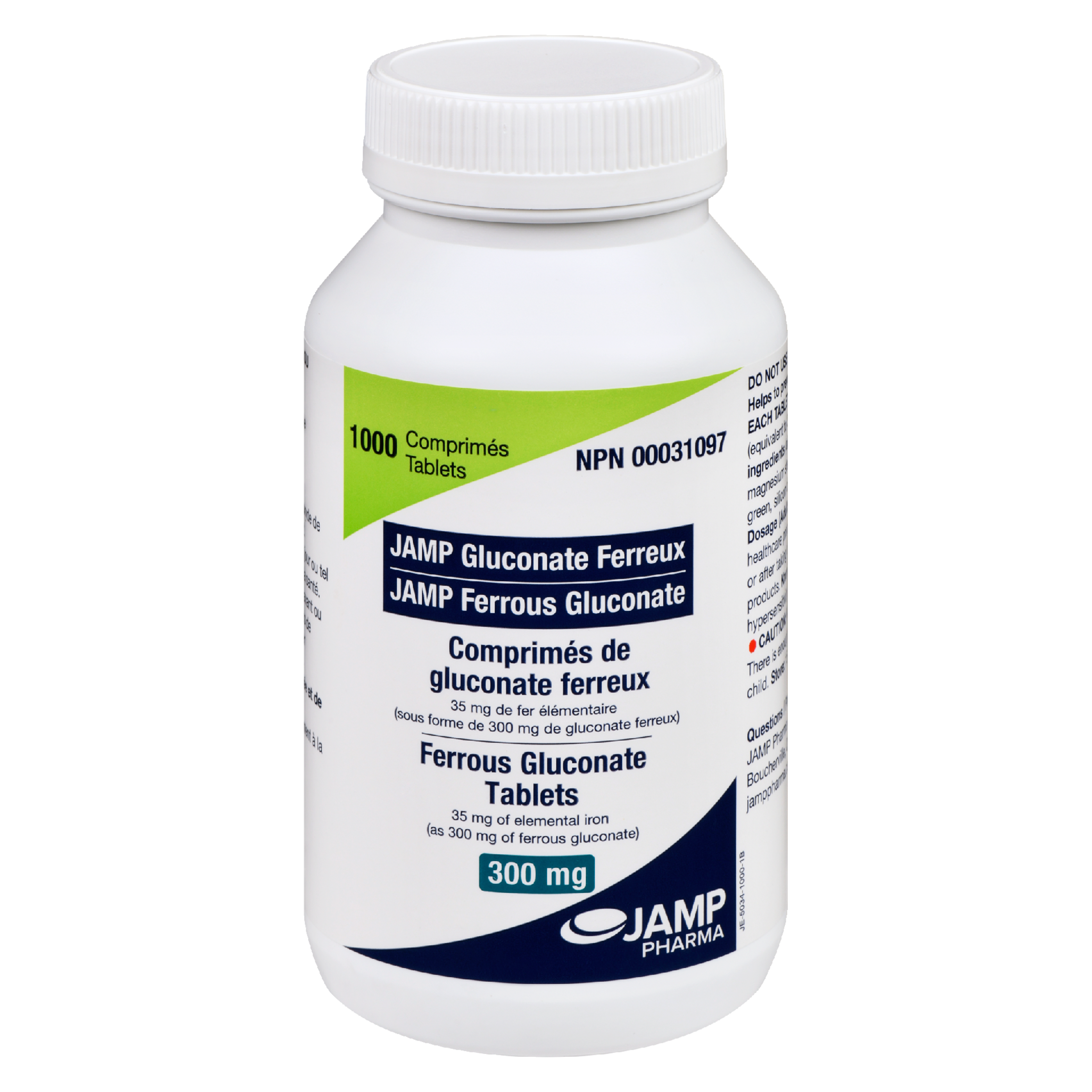 JAMP Pharma JAMP Ferrous Gluconate 300 mg 1000 Tablets
