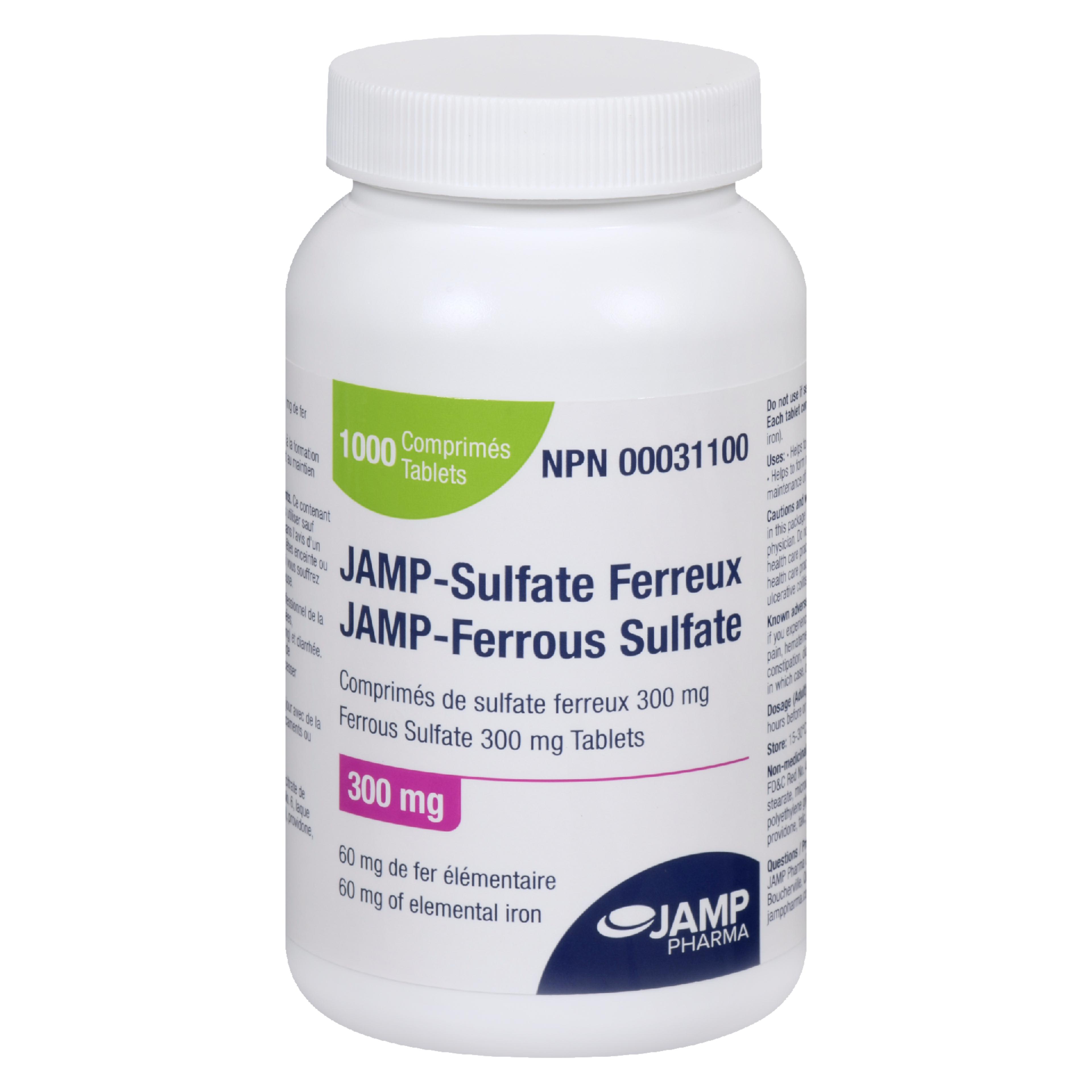 JAMP Pharma JAMP-Ferrous Sulfate 300 mg 1000 Tablets