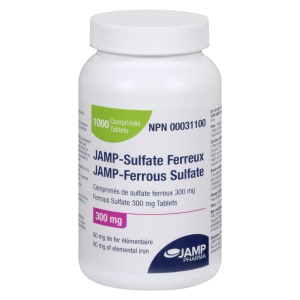 JAMP Pharma JAMP-Ferrous Sulfate 300 mg 1000 Tablets
