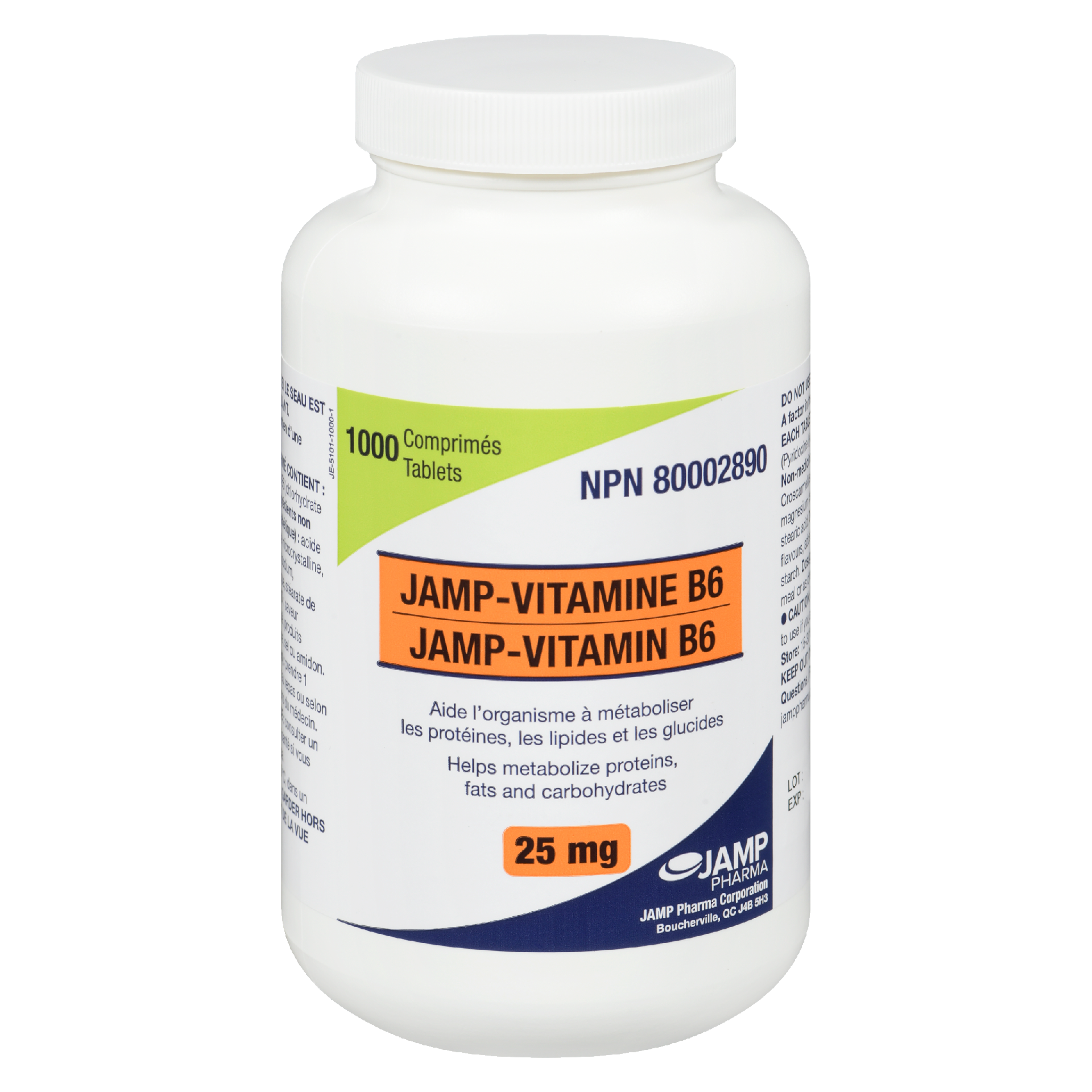 JAMP Pharma JAMP-Vitamin B6 25 mg 1000 Tablets