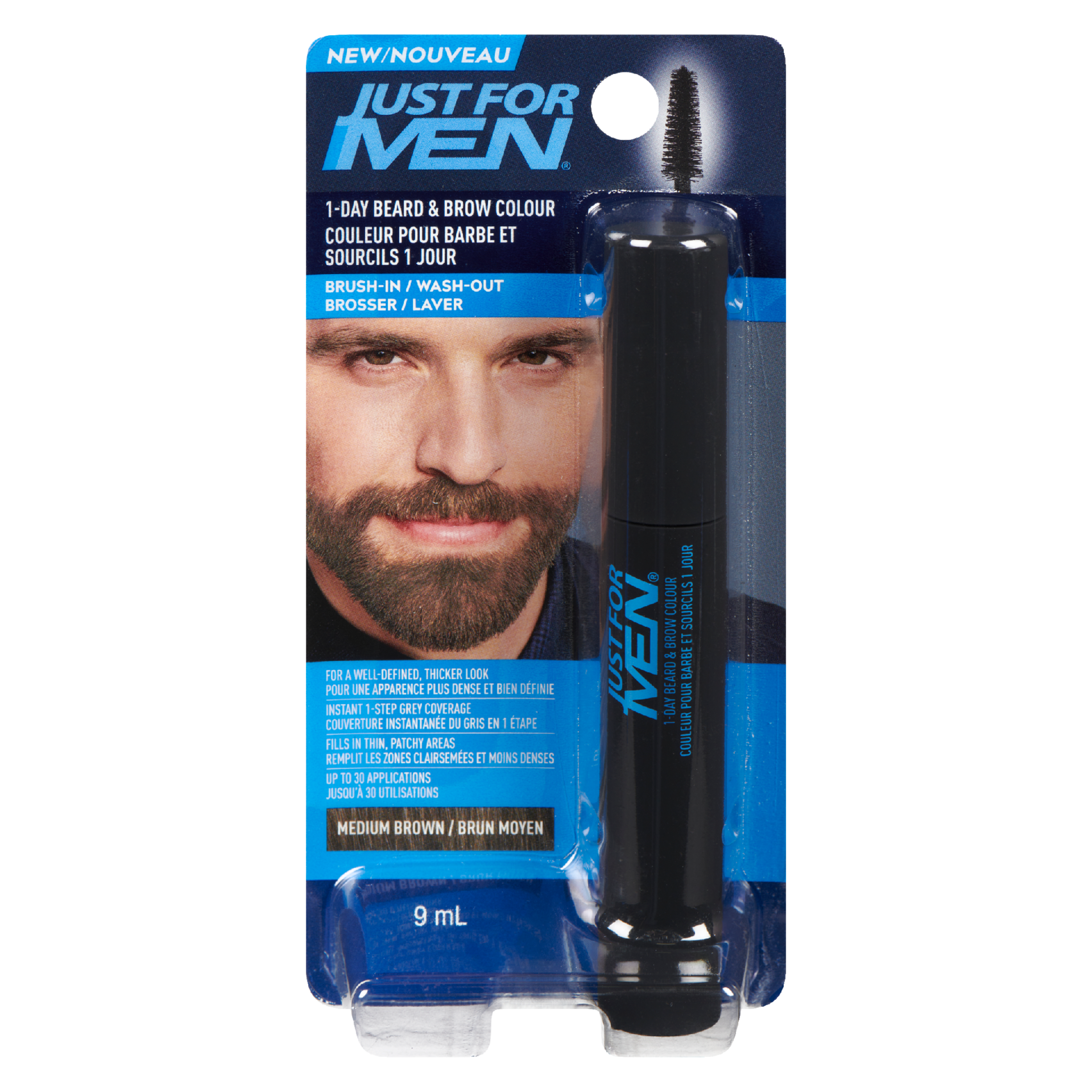 Just For Men 1-Day Beard & Brow Colour Medium Brown 9 ml