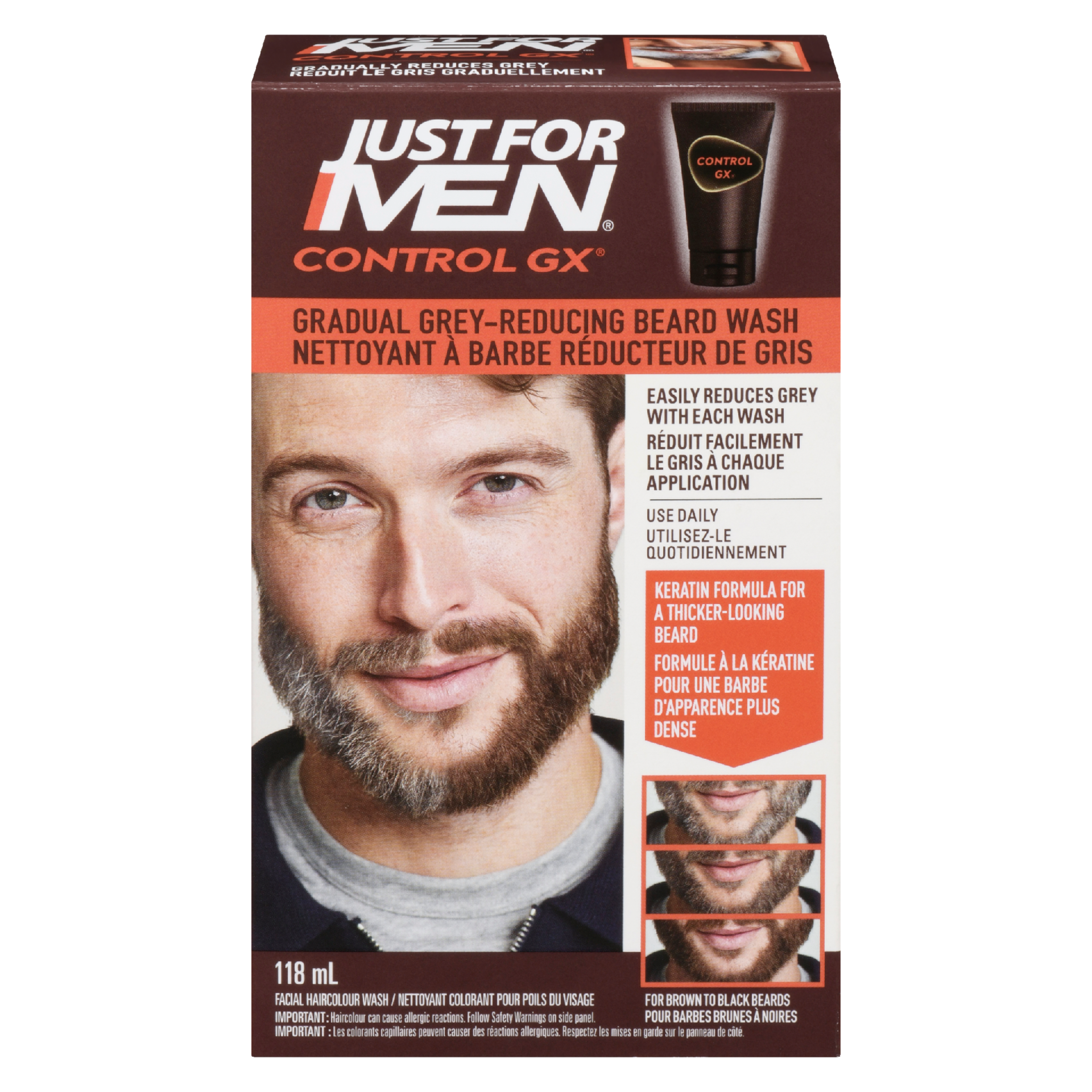 Just For Men Control GX Facial Haircolour Wash Gradual Grey-Reducing Beard Wash 118 ml