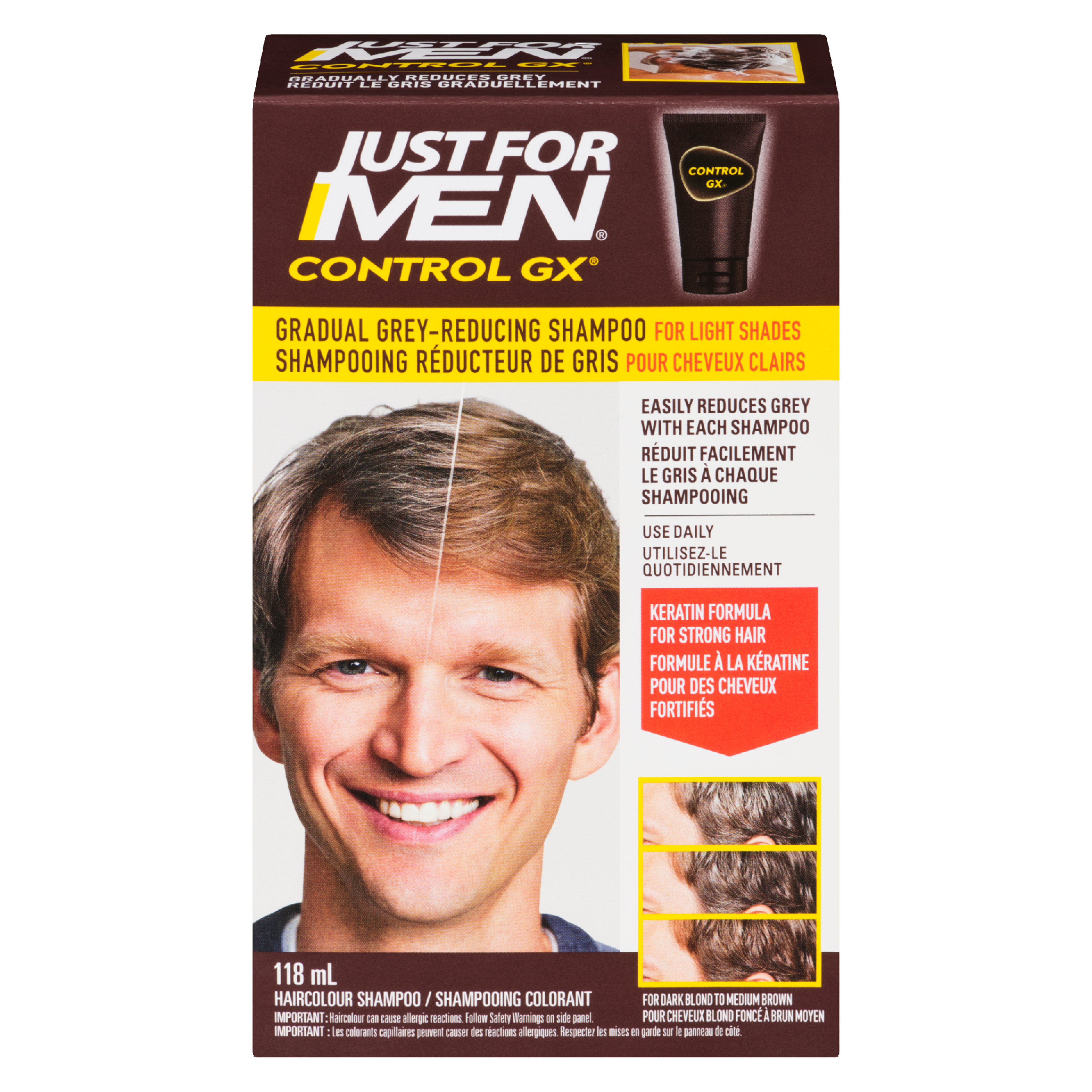 Just for Men Control GX Haircolour Shampoo Gradual Grey-Reducing Shampoo for Light Shades 118 ml