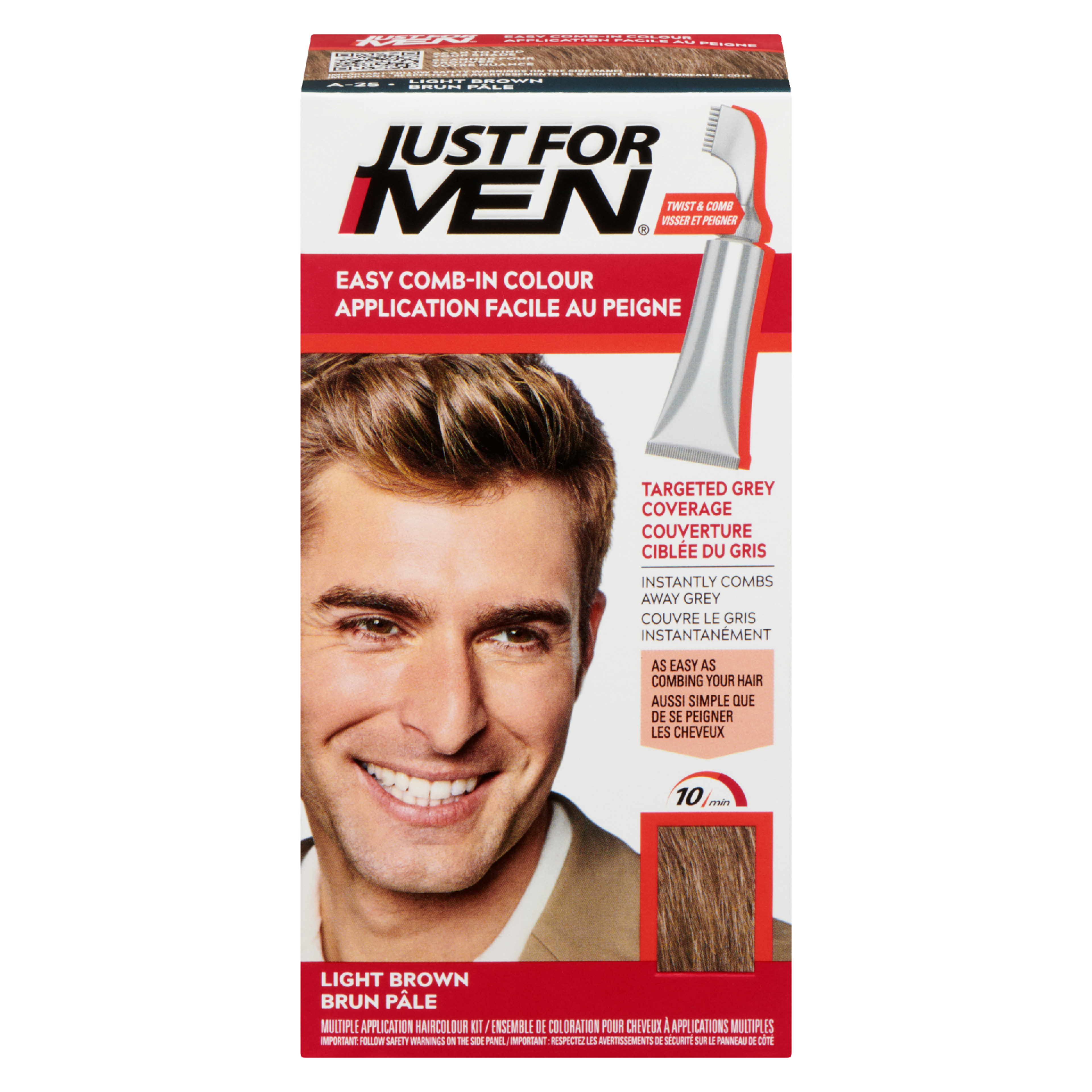 Just For Men Easy Comb-In Colour Multiple Application Haircolour Kit A-25 Light Brown 35 g