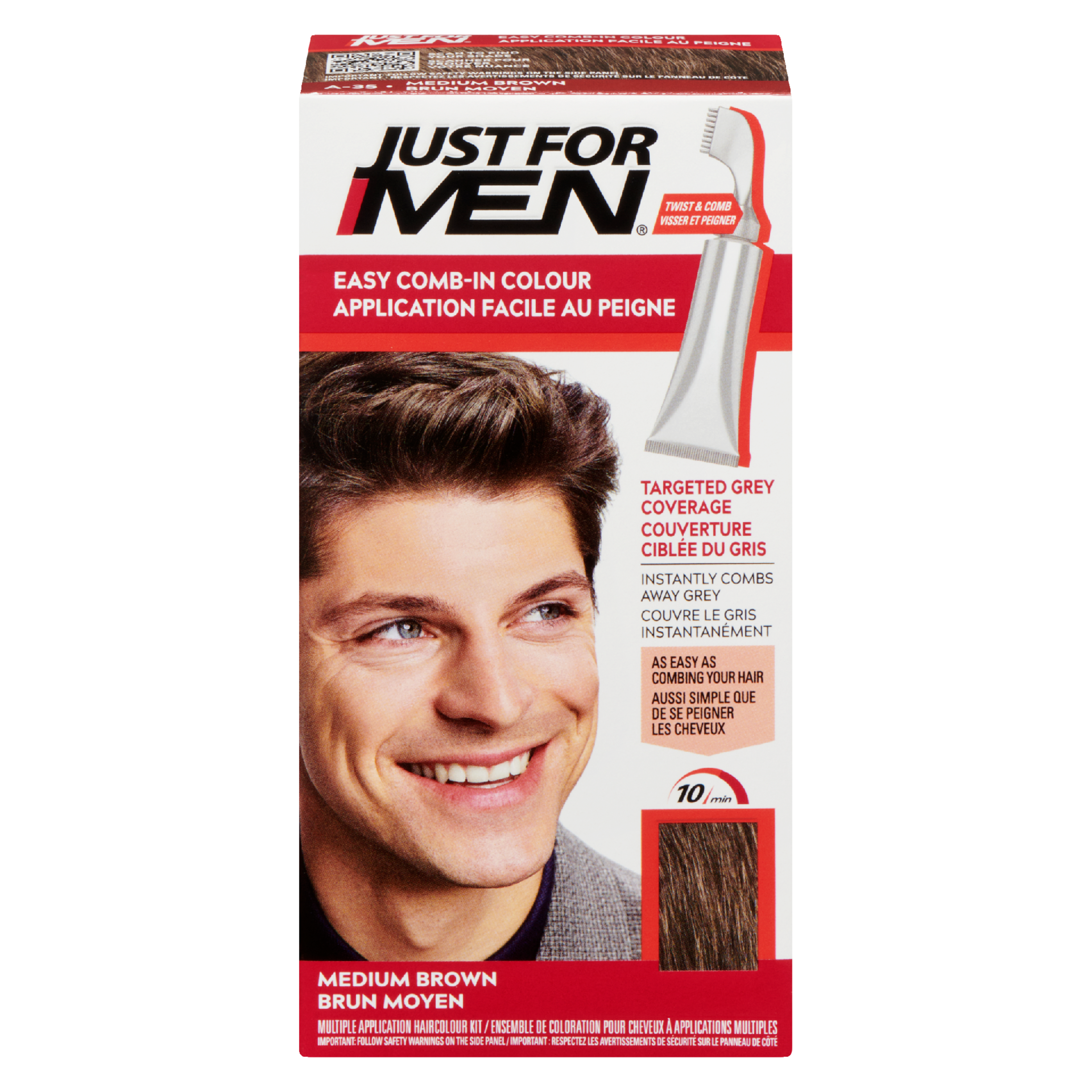 Just For Men Easy Comb-In Colour Multiple Application Haircolour Kit A-35 Medium Brown 35 g