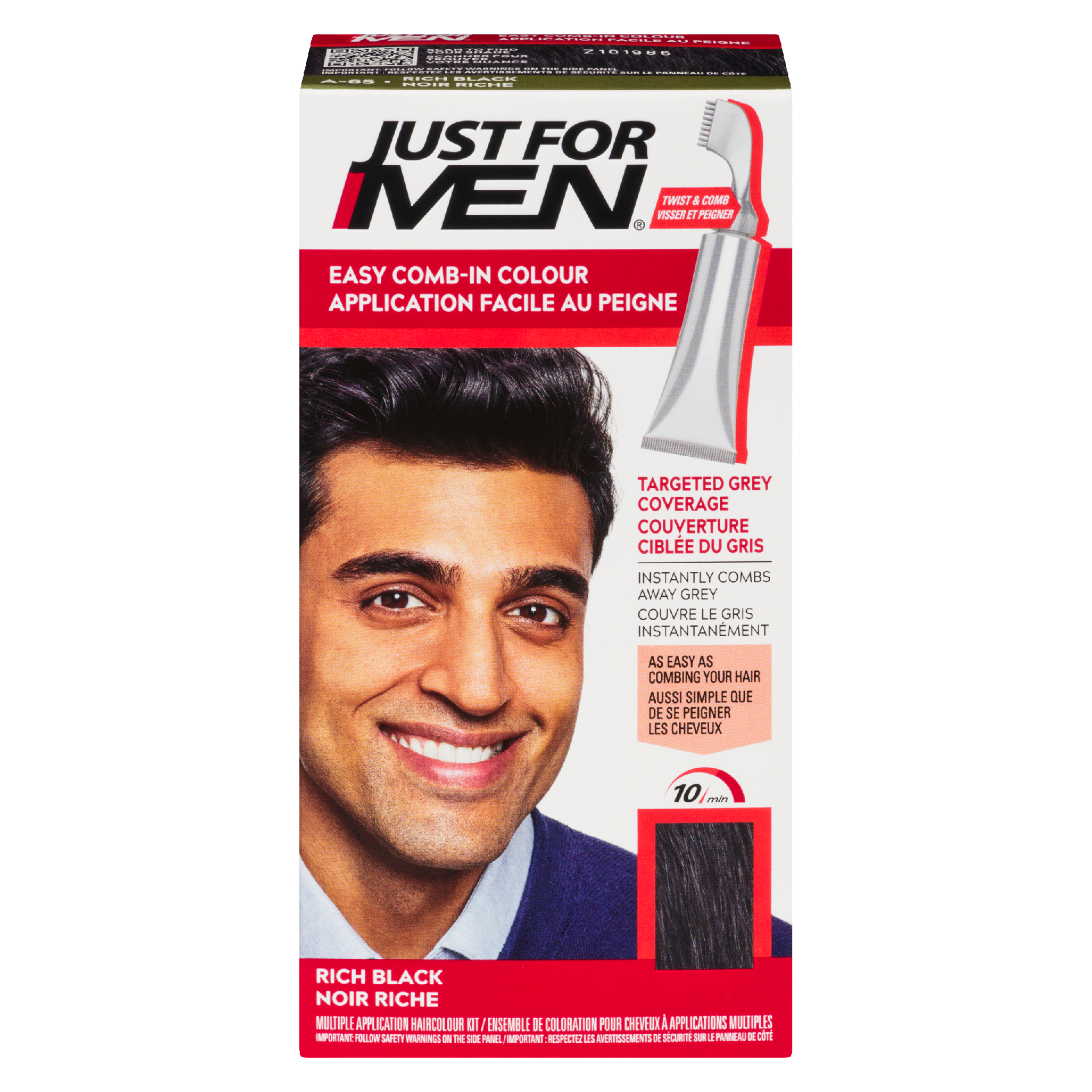 Just For Men Easy Comb-In Colour Multiple Application Haircolour Kit A-65 Rich Black 35 g