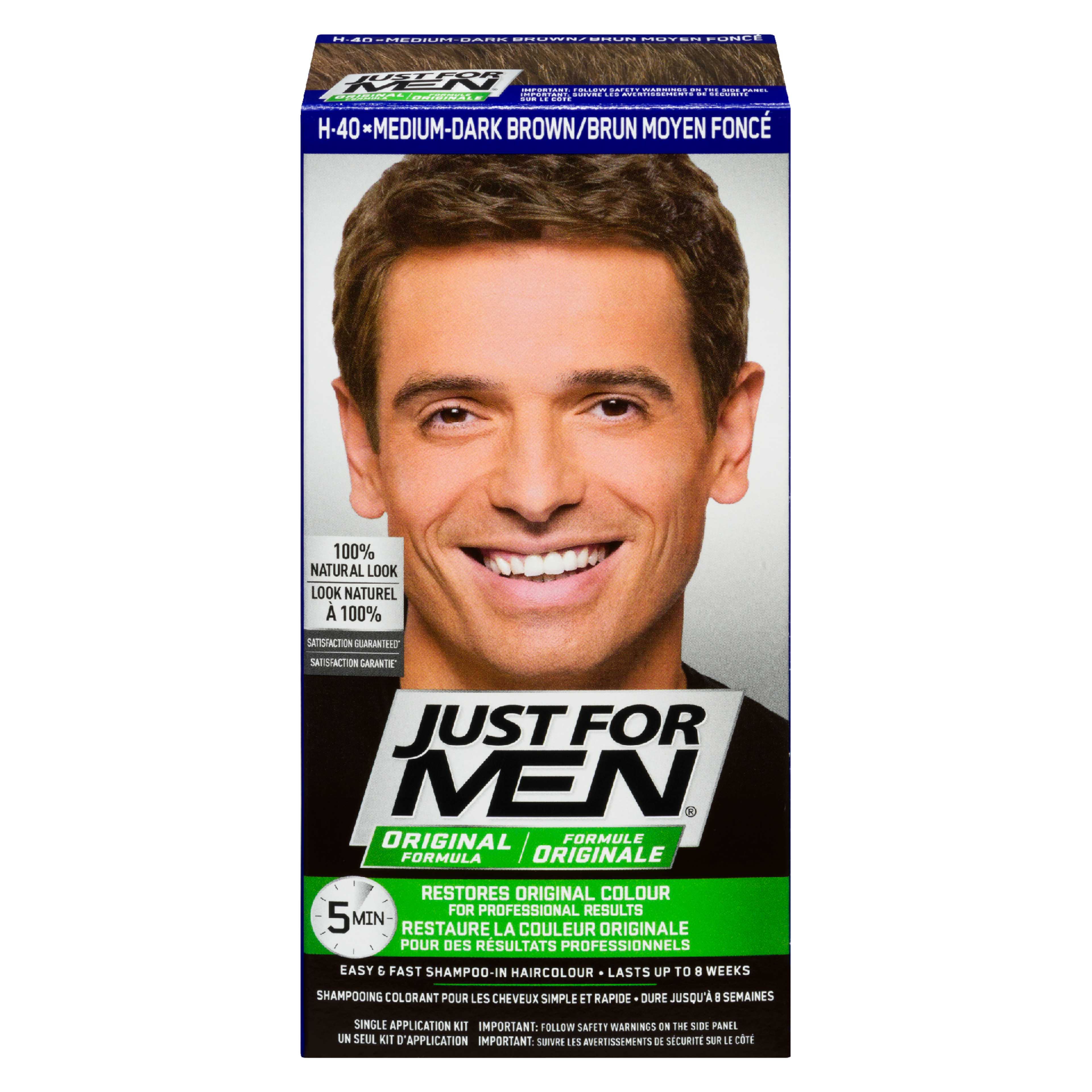 Just for Men Original Formula Easy & Fast Shampoo-In Haircolour H-40 Medium-Dark Brown