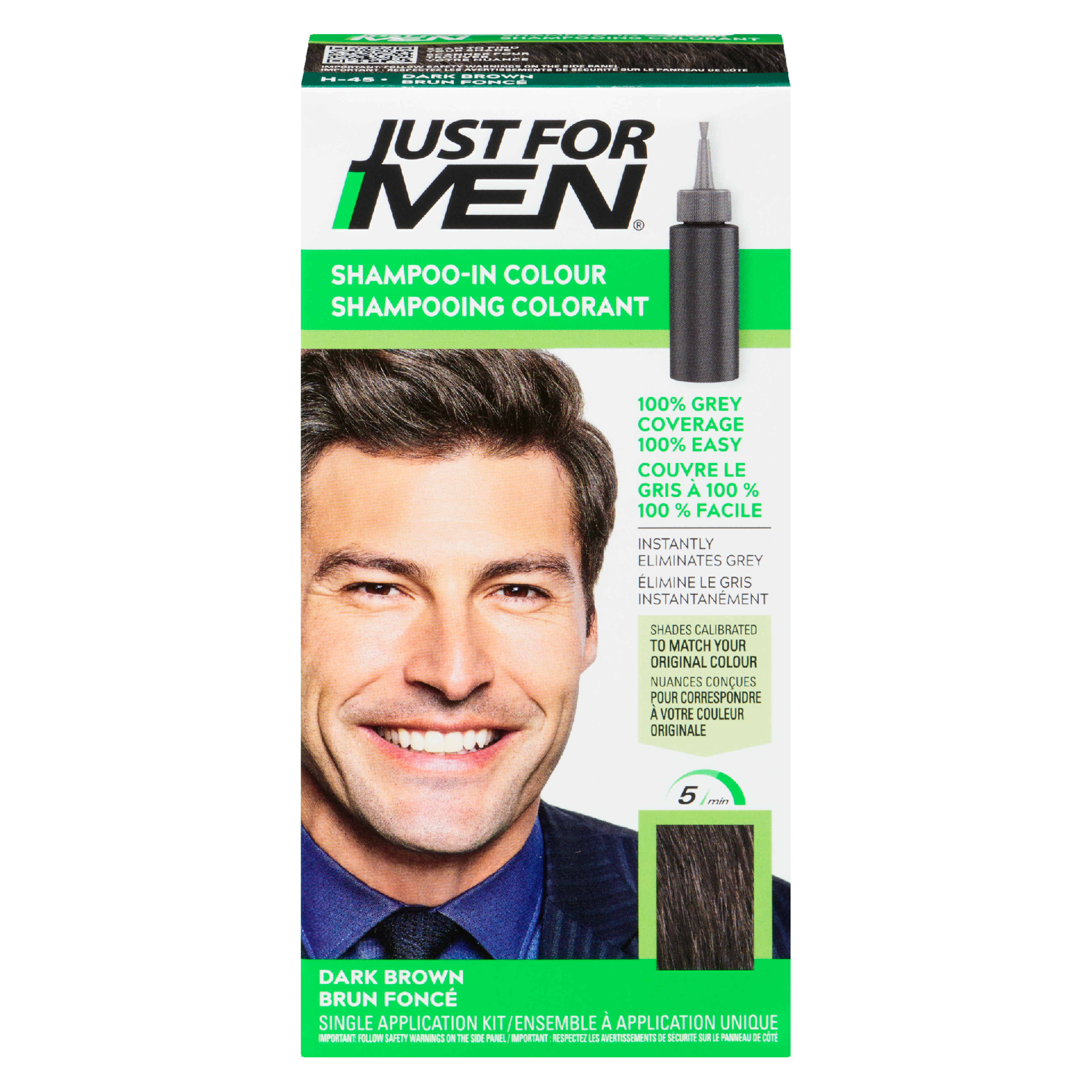 Just For Men Shampoo-In Colour Single Application Kit H-45 Dark Brown