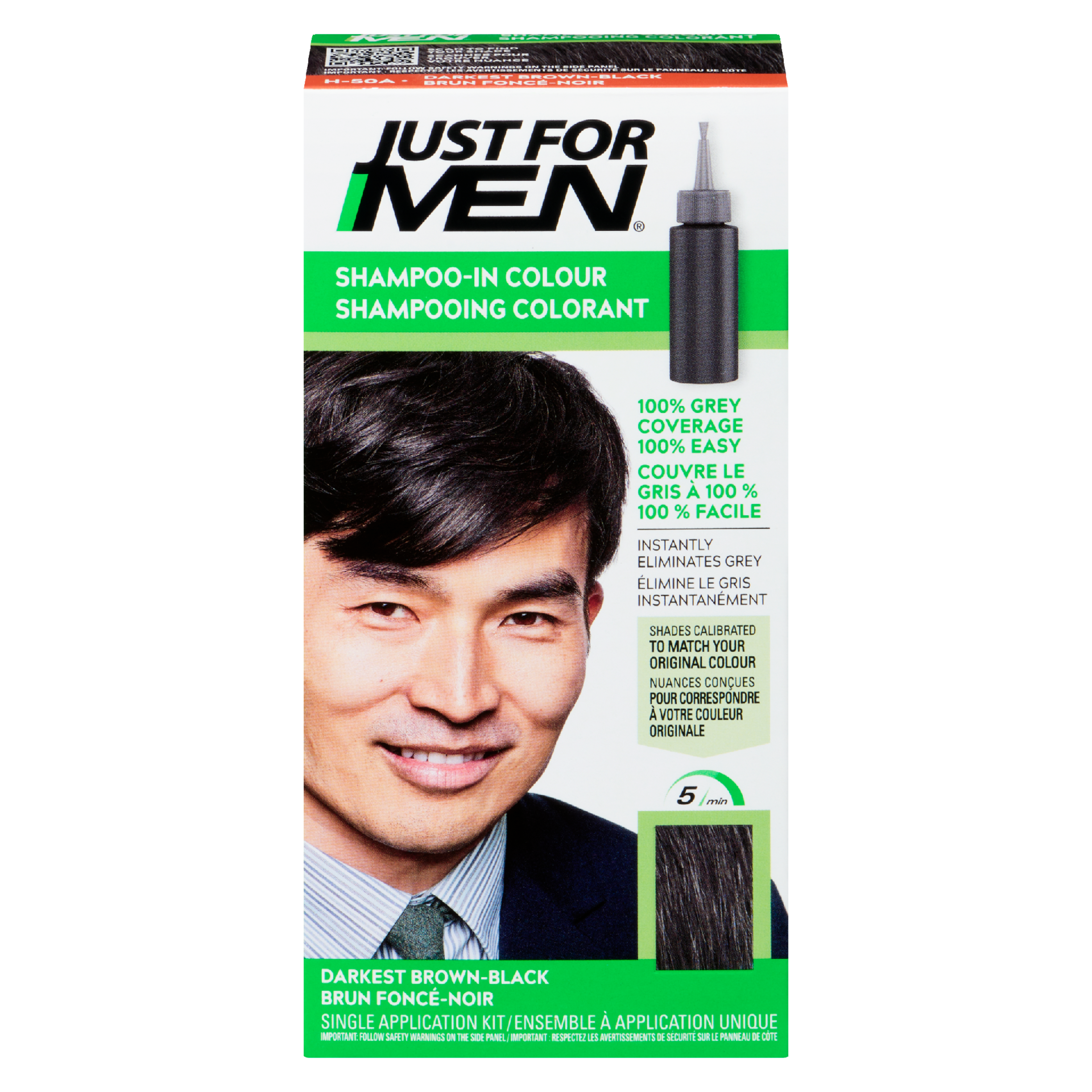 Just For Men Shampoo-In Colour Single Application Kit H-50A Darkest Brown-Black