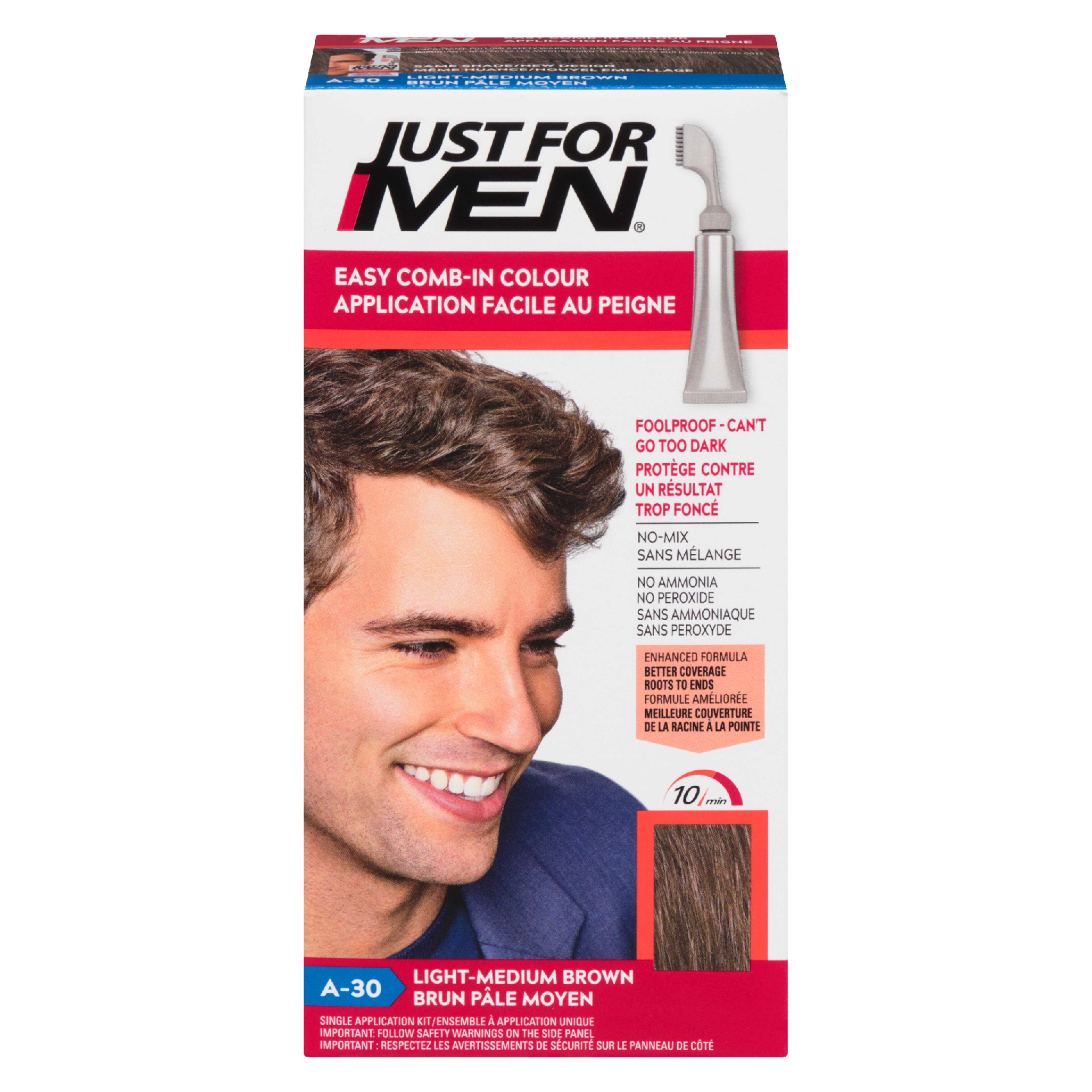 Just for Men Single Application Kit Easy Comb-In Colour Light Medium Brown A-30 35 g