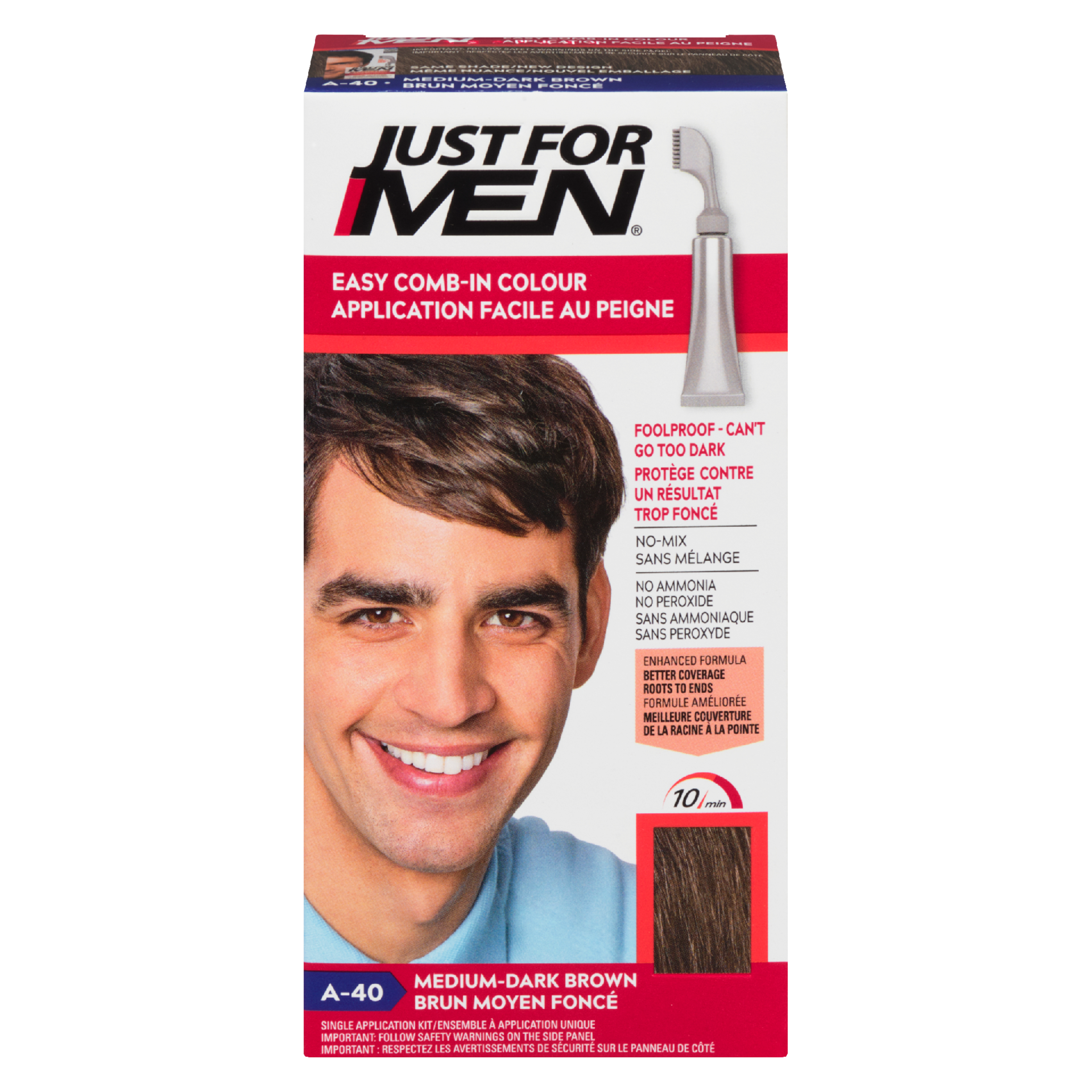 Just for Men Single Application Kit Easy Comb-In Colour Medium Dark Brown A-40 35 g