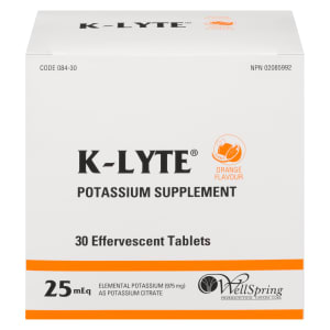 K-Lyte Potassium Supplement Orange Flavour 25 mEq 30 Effervescent Tablets