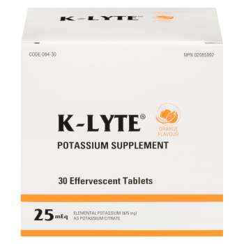 K-Lyte Potassium Supplement Orange Flavour 25 mEq 30 Effervescent Tablets