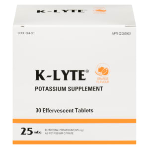 K-Lyte Potassium Supplement Orange Flavour 25 mEq 30 Effervescent Tablets