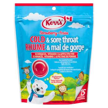 Kerr's Cold & Sore Throat Strawberry 15 Lozenge on a Stick