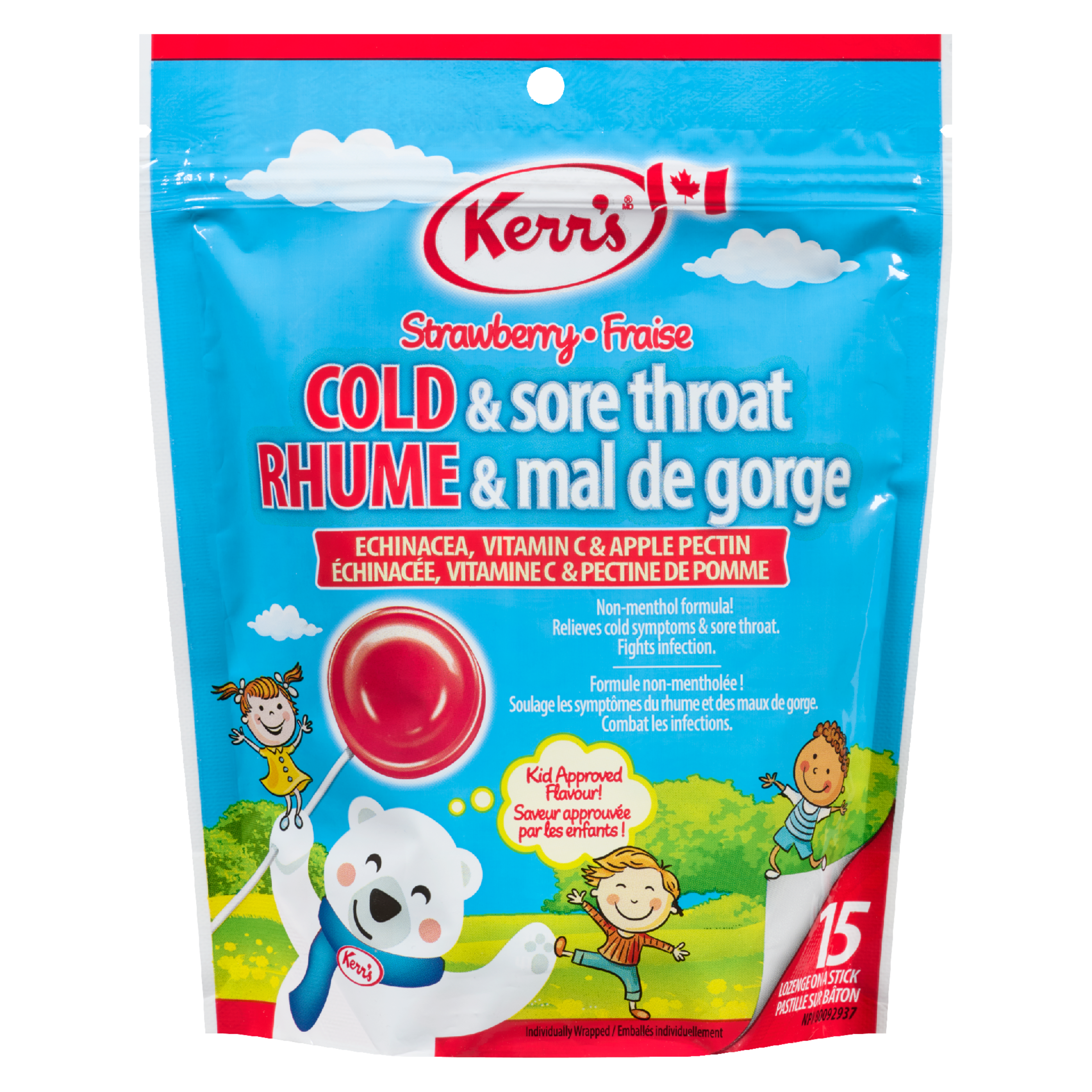 Kerr's Cold & Sore Throat Strawberry 15 Lozenge on a Stick
