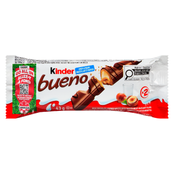 Kinder Bueno Milk Chocolate Covered Wafers with Smooth Milky Hazelnut Filling 43 g