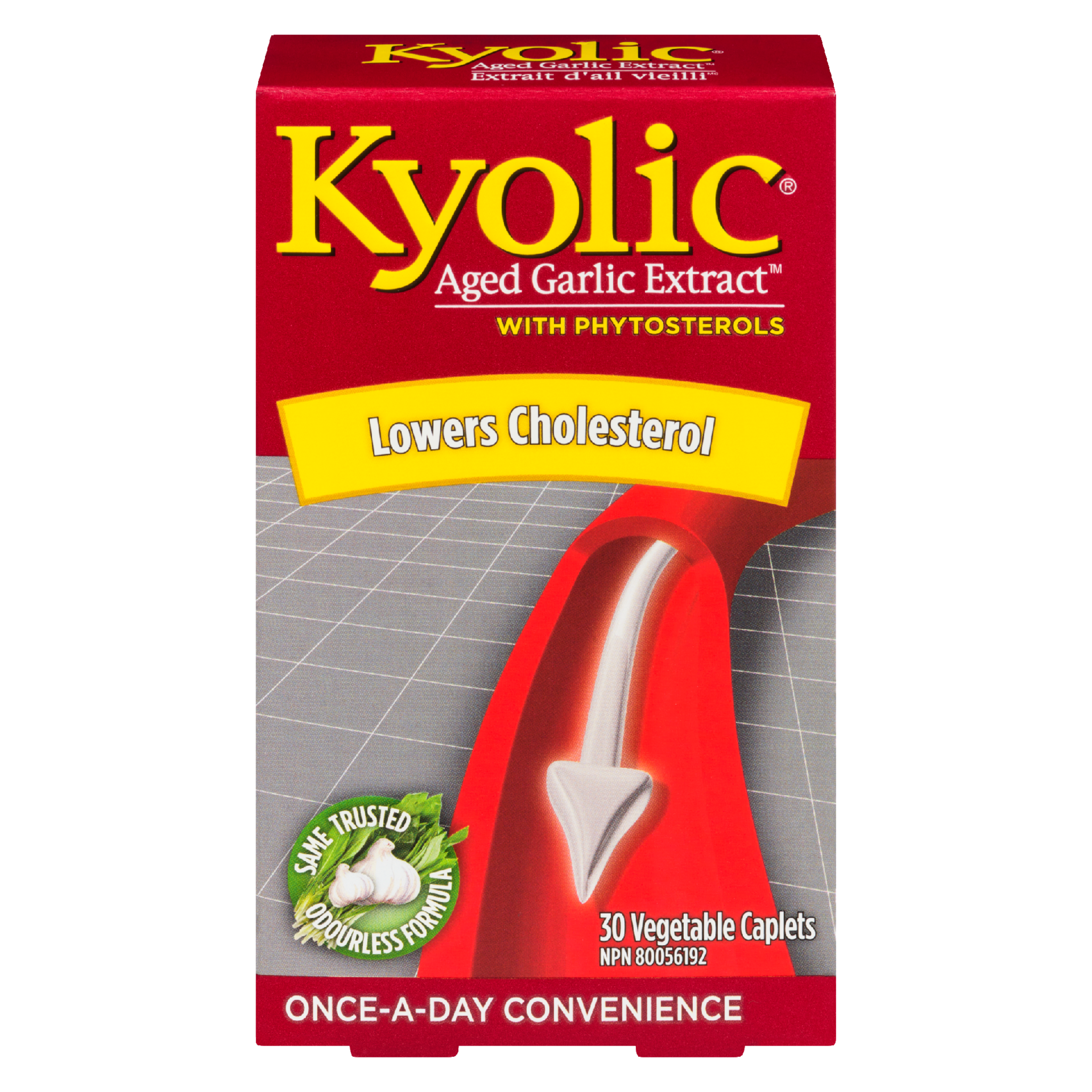 Kyolic Aged Garlic Extract with Phytosterols Once-a-Day Convenience 30 Vegetable Caplets