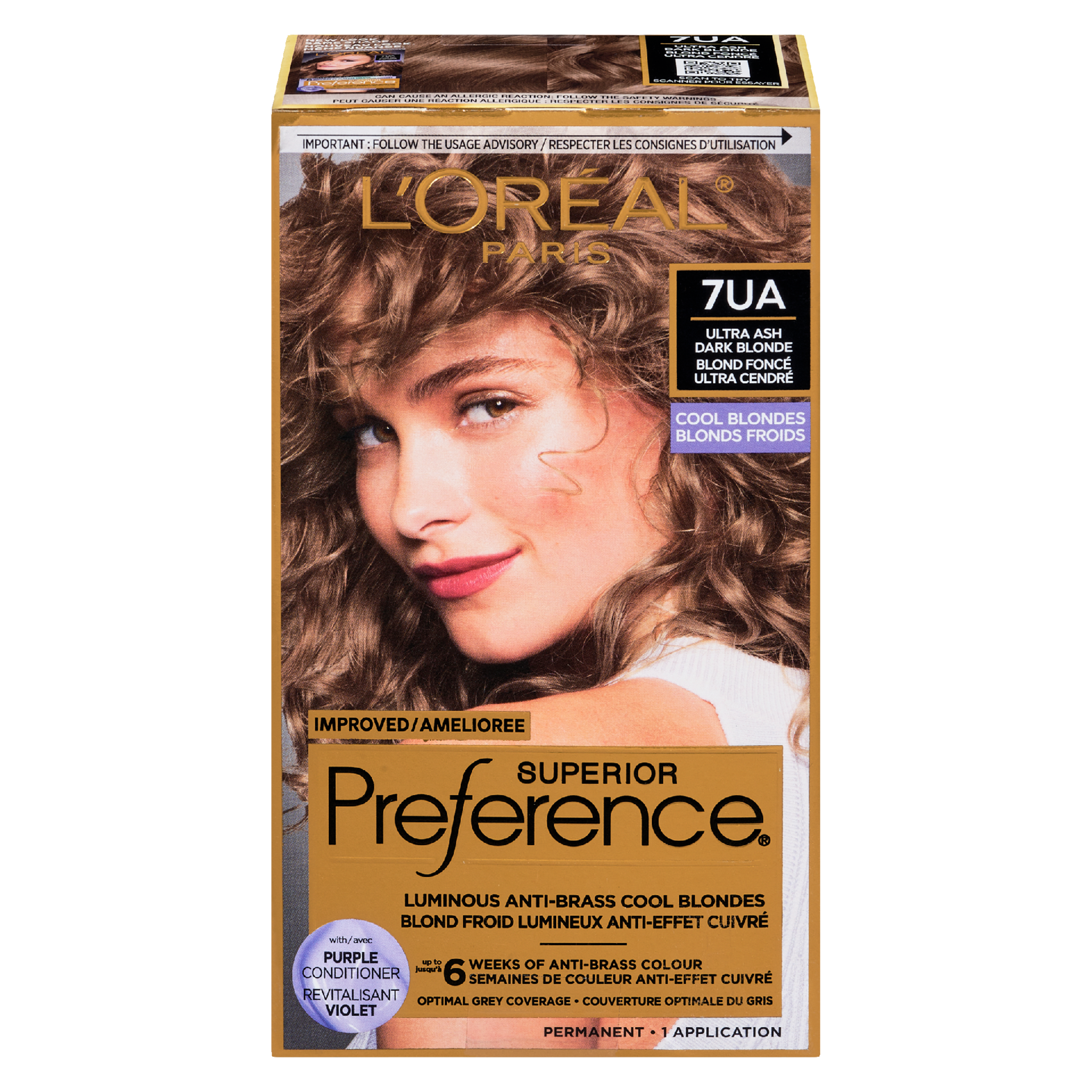 L'Oréal Paris Superior Preference Luminous Anti-Brass Cool Blondes 7UA Ultra Ash Dark Blonde Cool Blondes