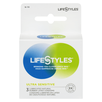 LifeStyles Ultra Sensitive 3 Lubricated Natural Rubber Latex Condoms