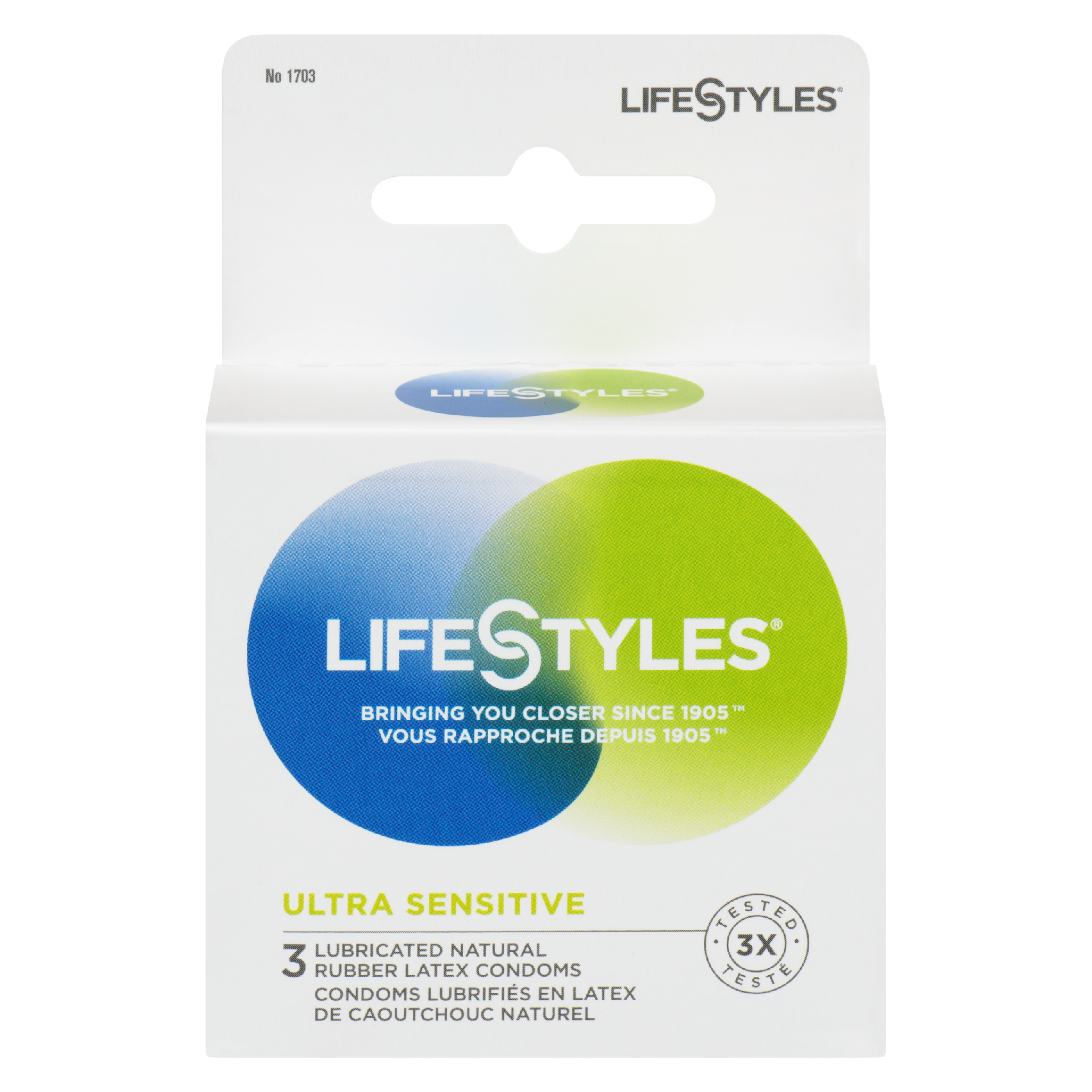 LifeStyles Ultra Sensitive 3 Lubricated Natural Rubber Latex Condoms